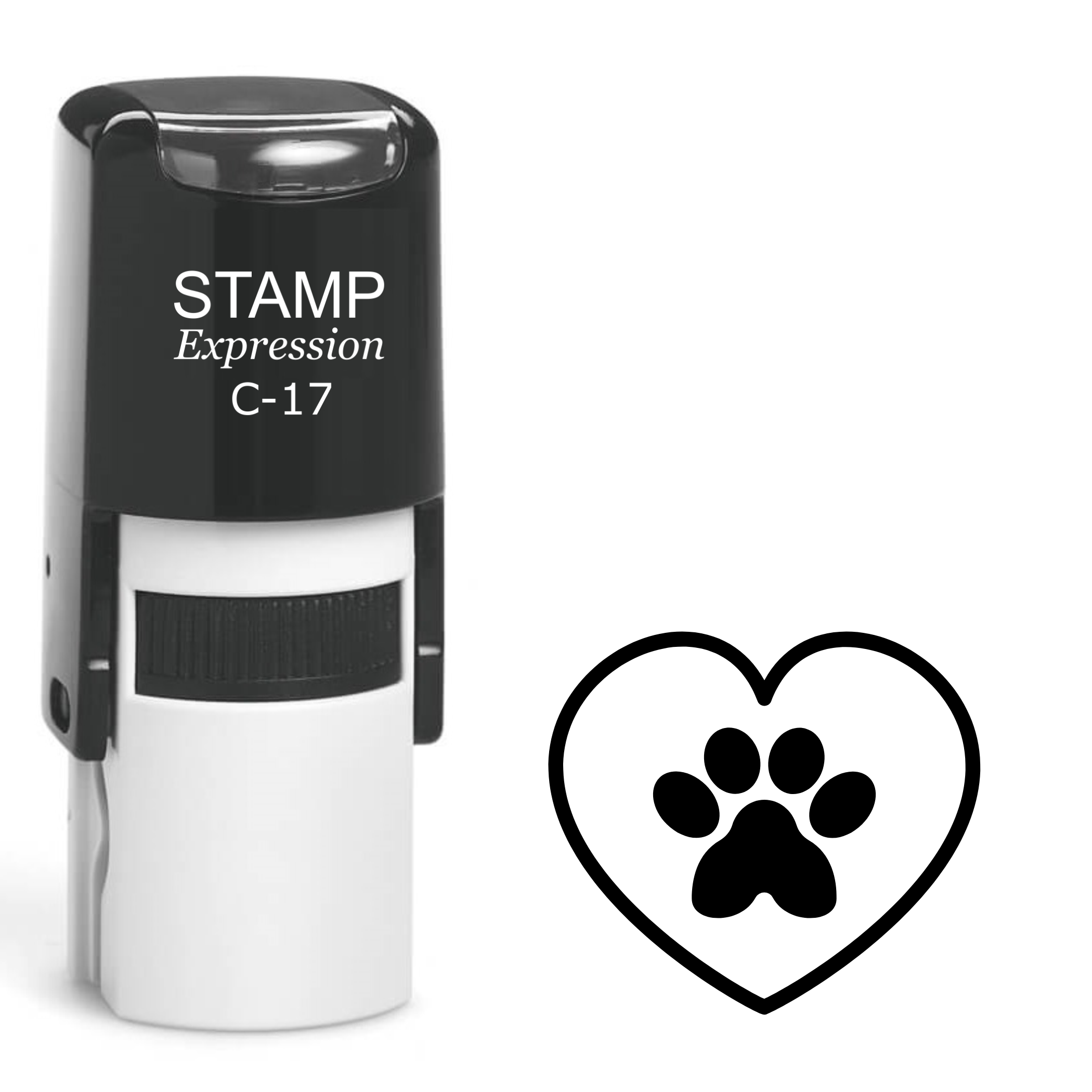 Heart outline with paw print inside Self Inking Rubber Stamp (SH-63901)