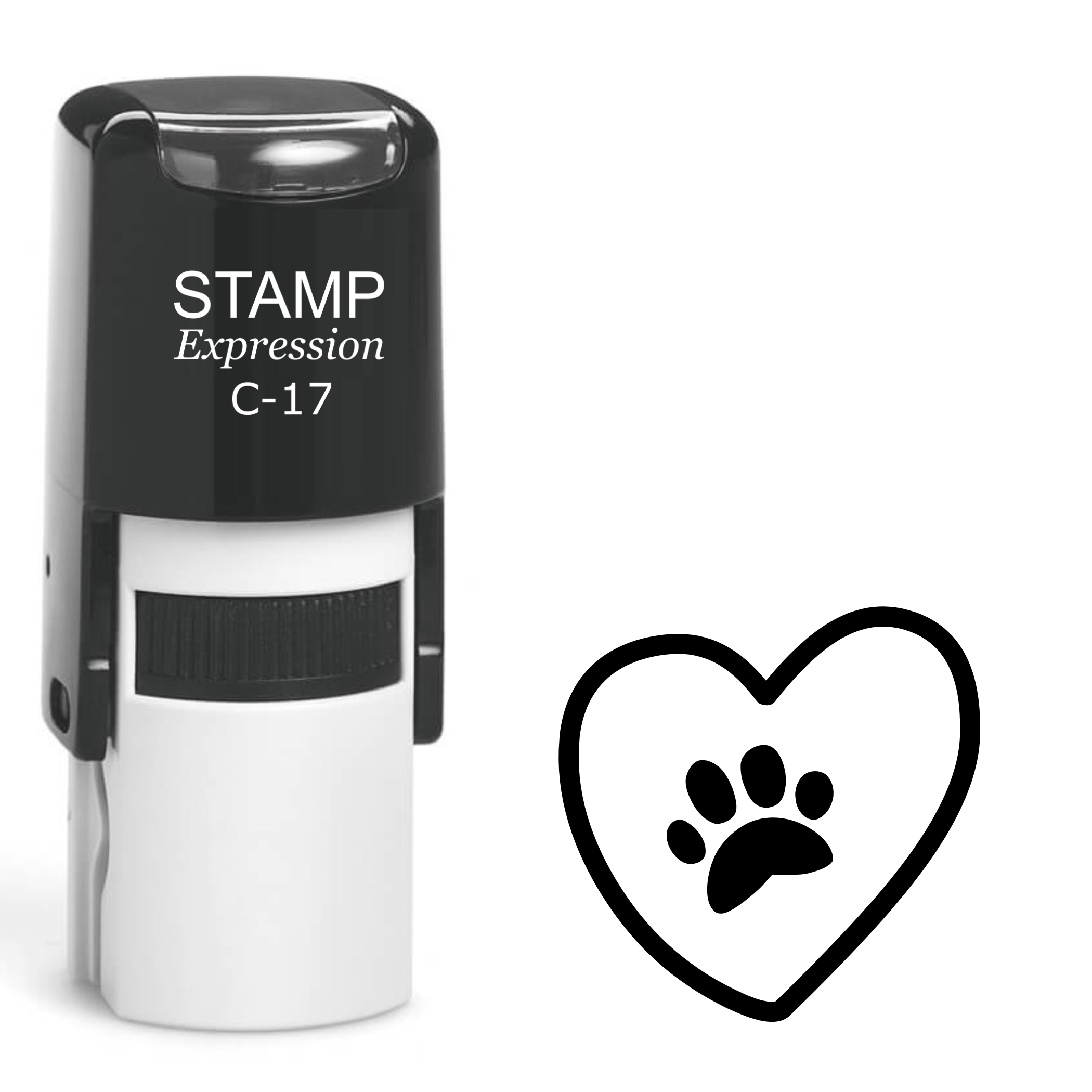Hand-drawn heart with paw print Self Inking Rubber Stamp (SH-63911)