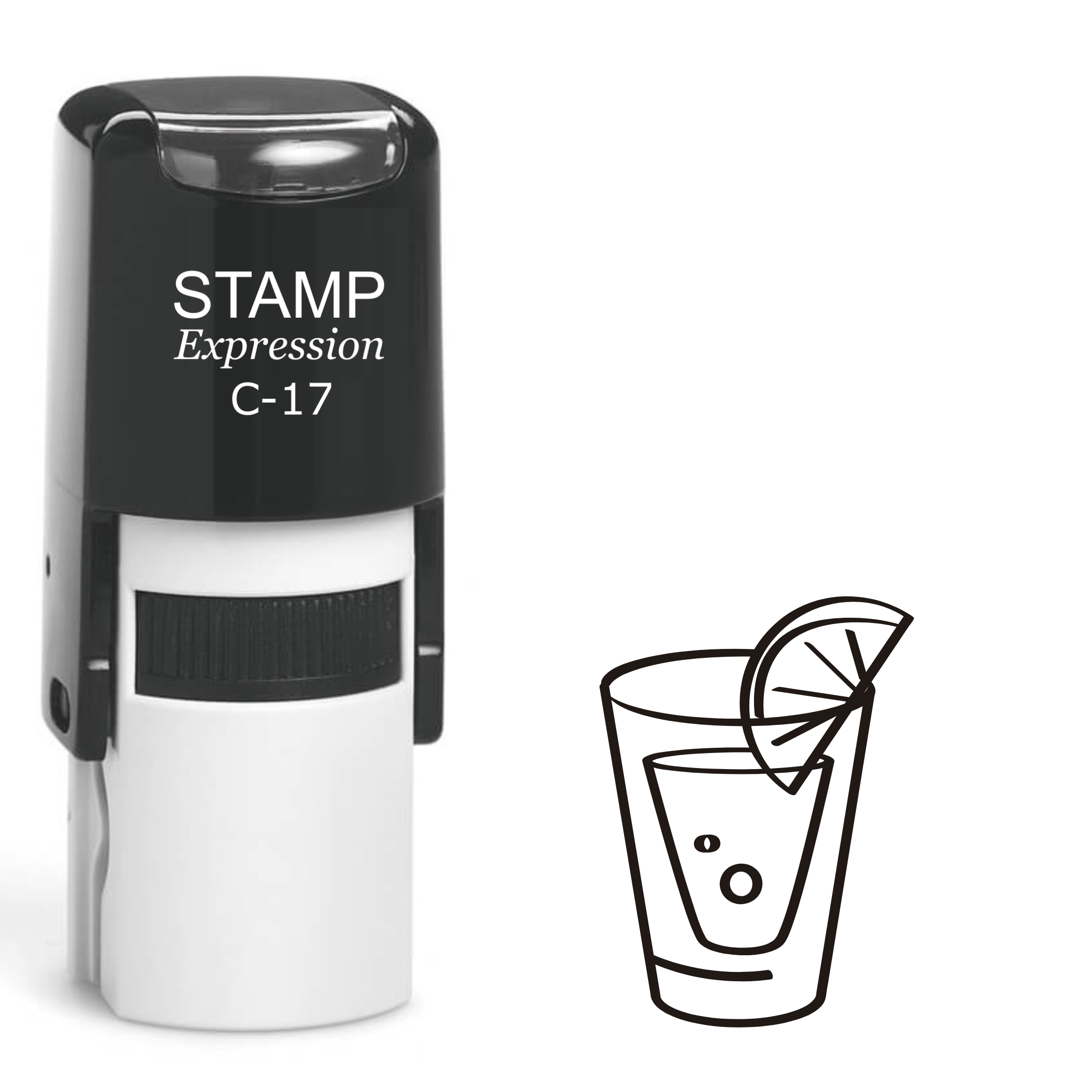 Tequila shot glass with lime Self Inking Rubber Stamp (SH-63936)