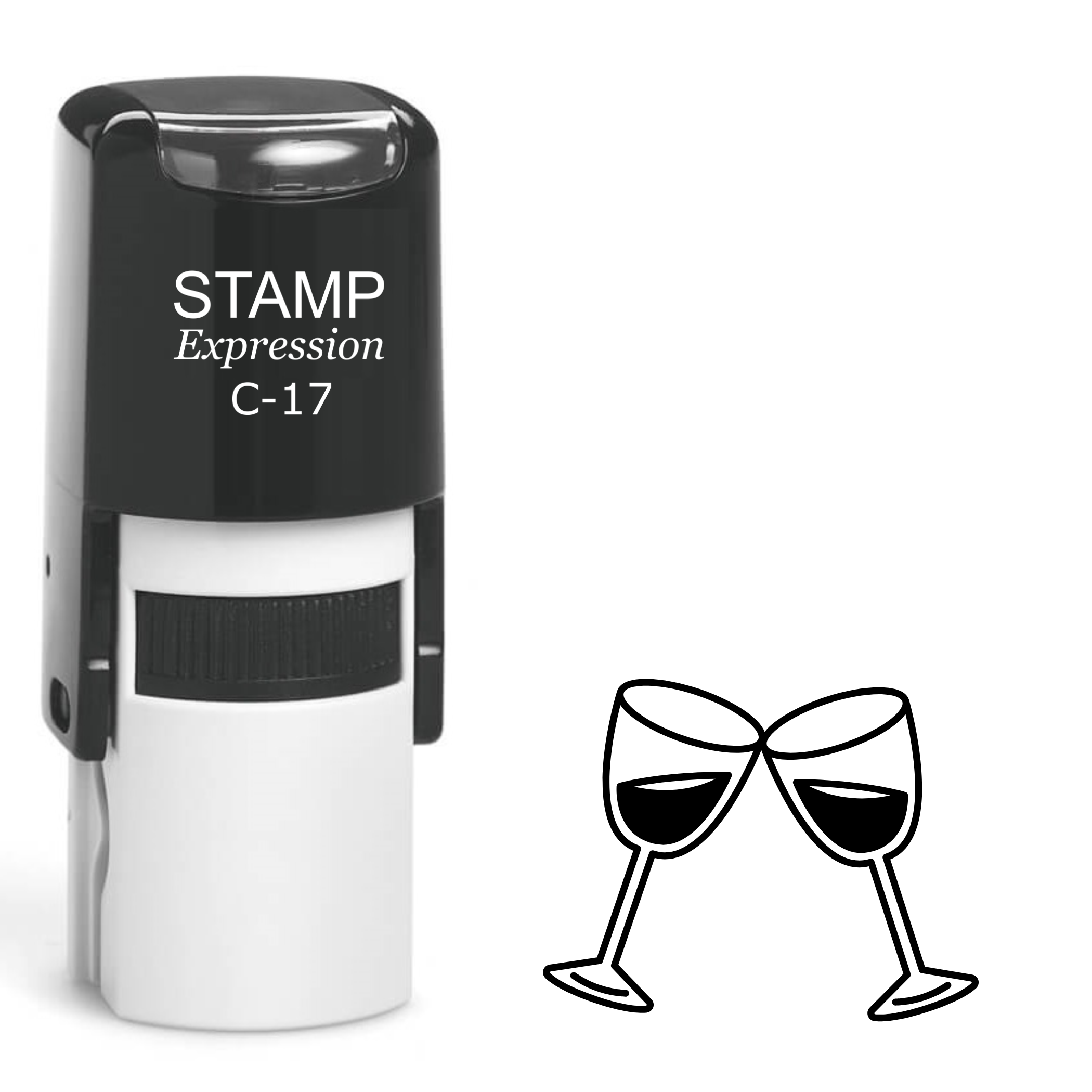 Two clinking glasses of wine Self Inking Rubber Stamp (SH-63937)