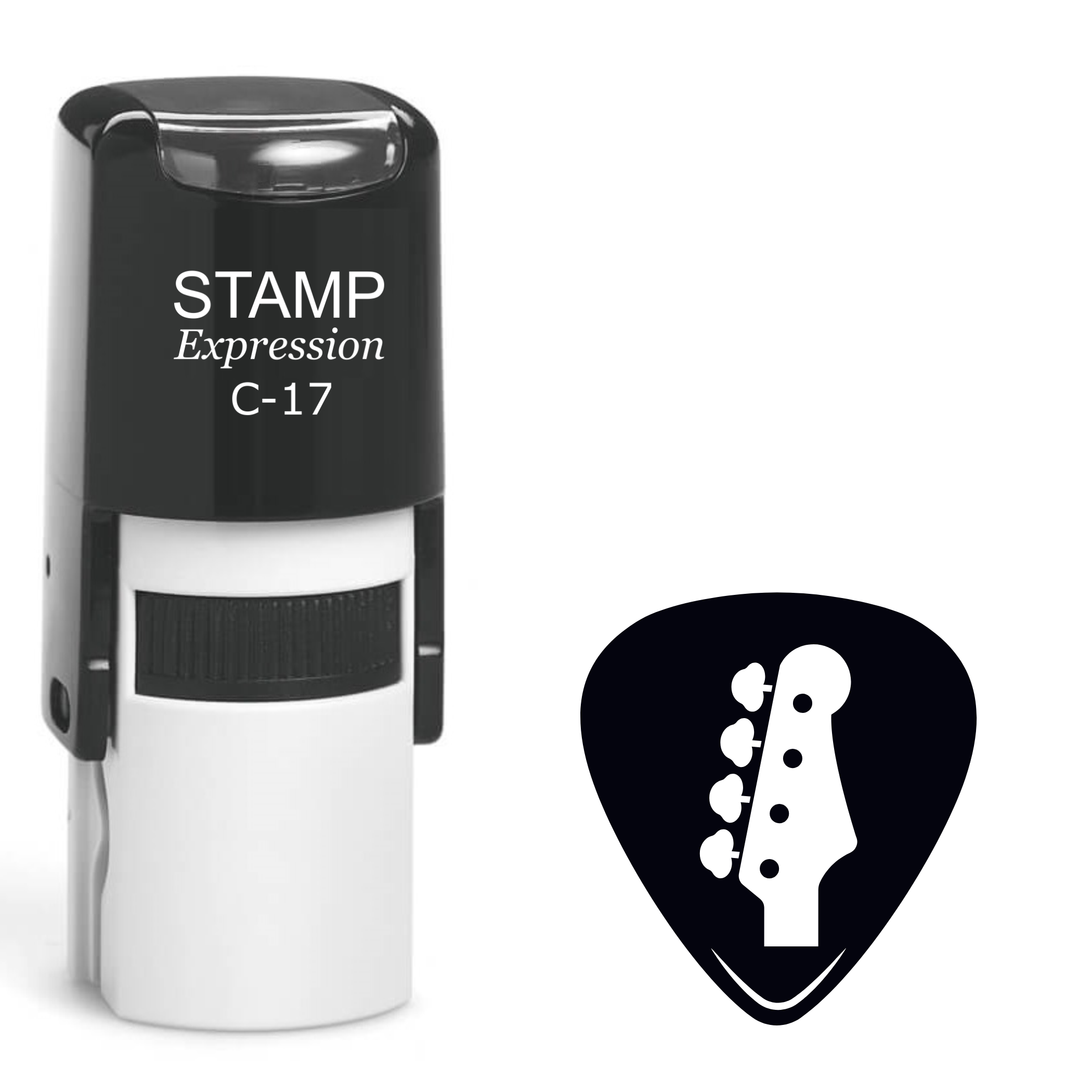 Guitar pick with guitar head Self Inking Rubber Stamp (SH-63955)