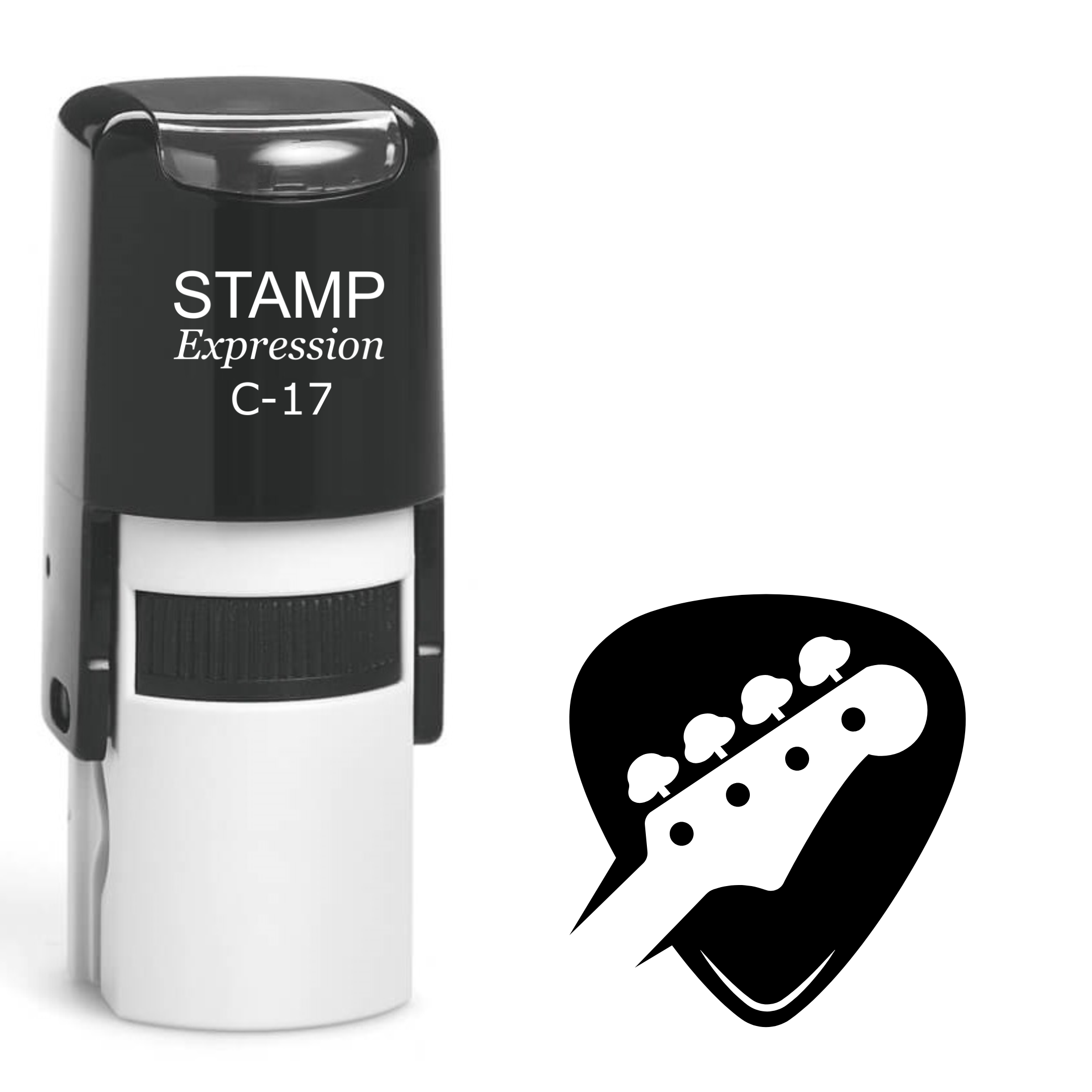 Guitar pick with tilted guitar head Self Inking Rubber Stamp (SH-63956)