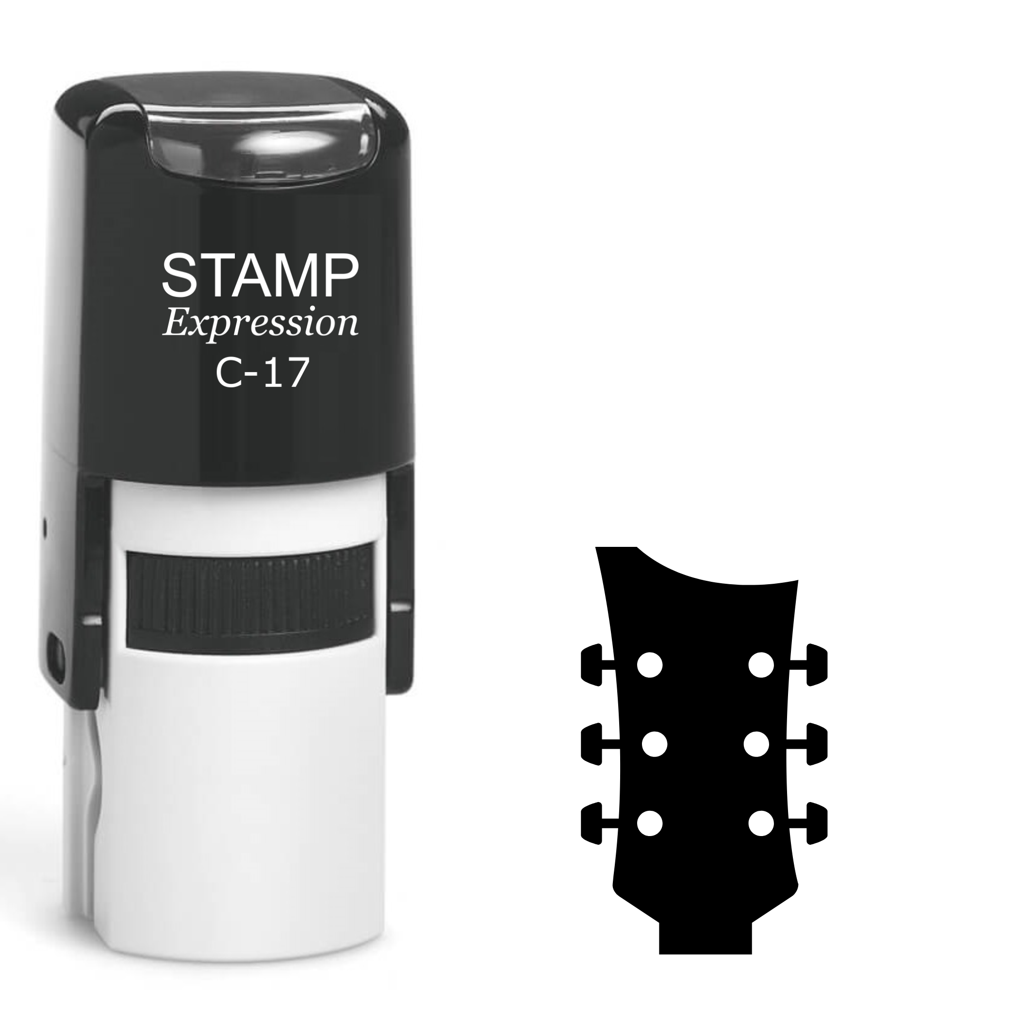 Guitar head silhouette Self Inking Rubber Stamp (SH-63958)