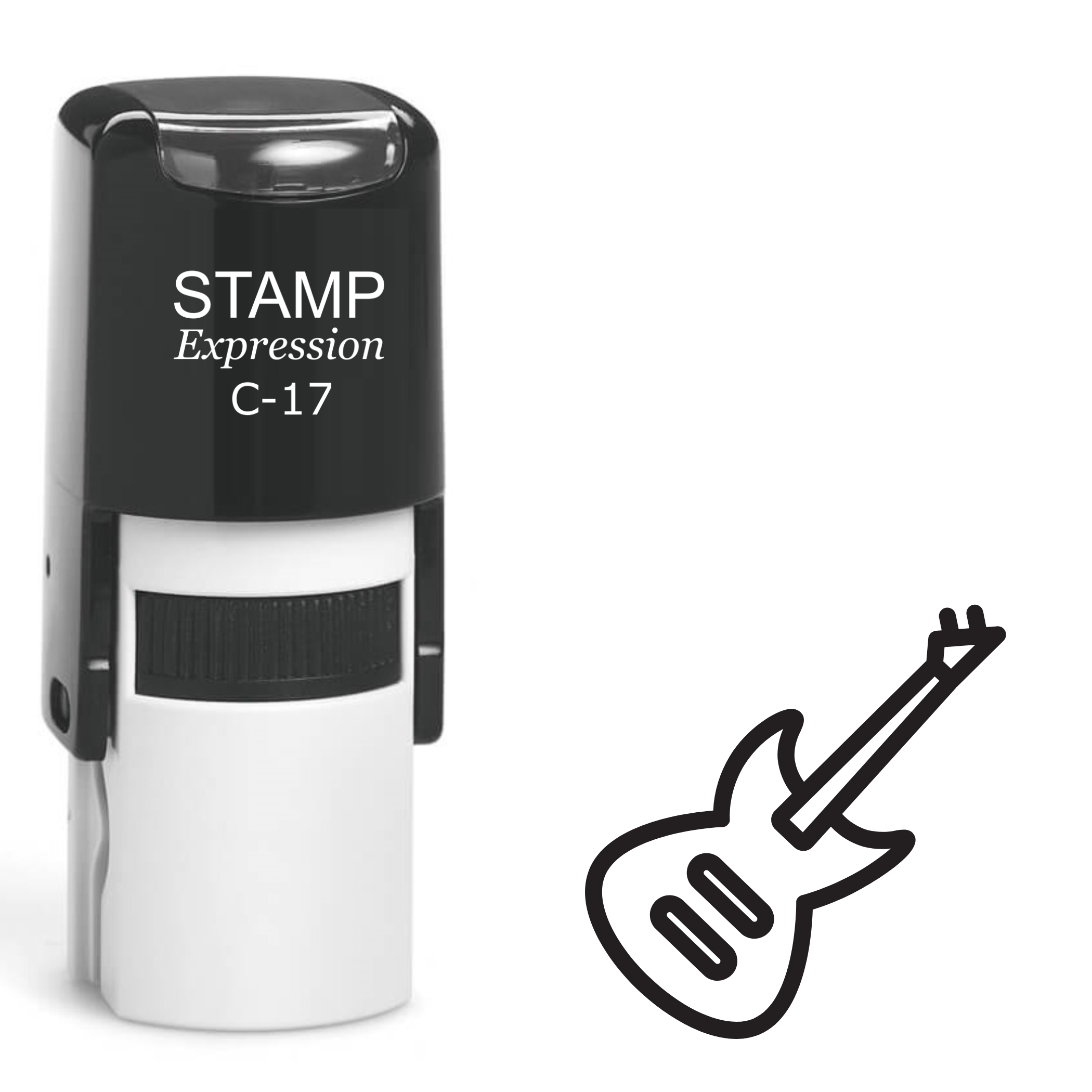 Tilted electric guitar outline Self Inking Rubber Stamp (SH-63959)