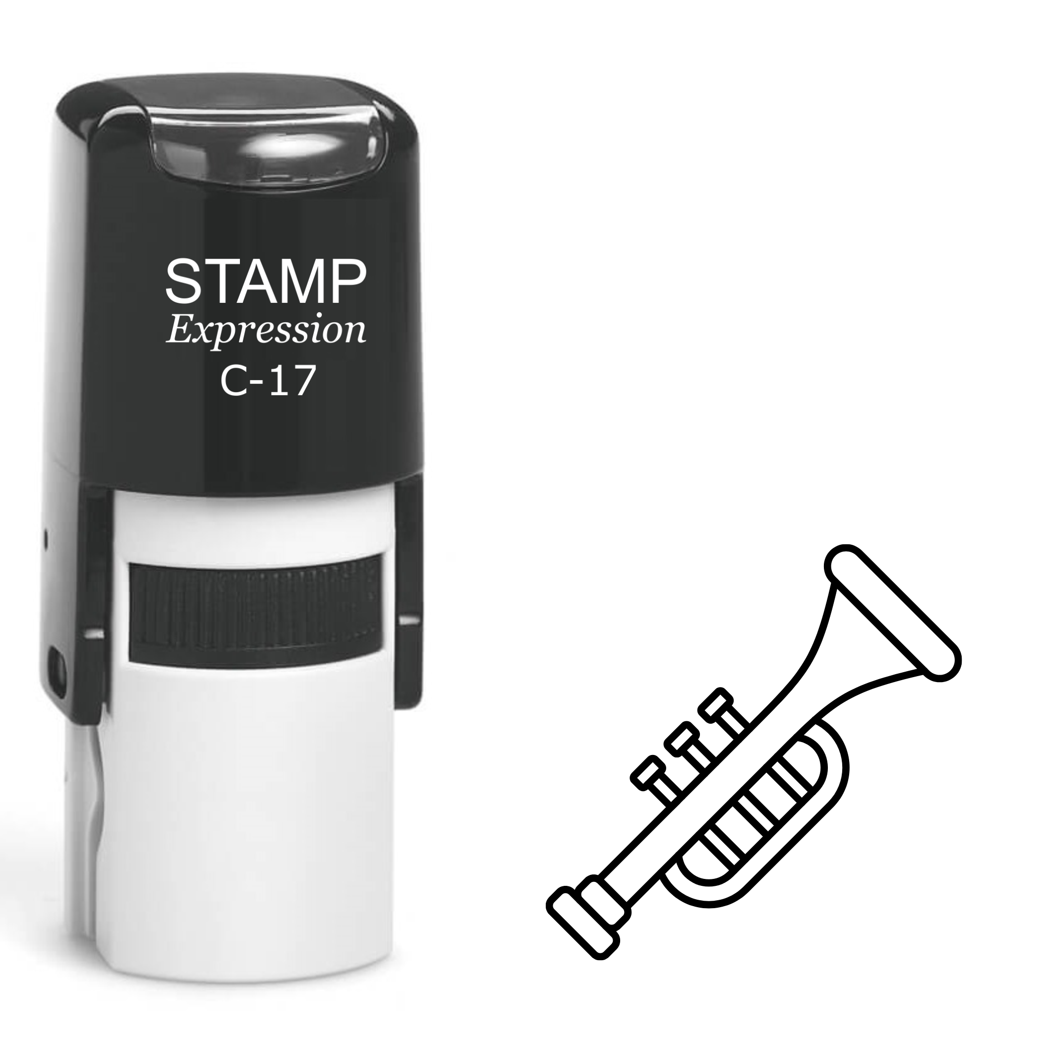 Tilted saxophone outline Self Inking Rubber Stamp (SH-63977)