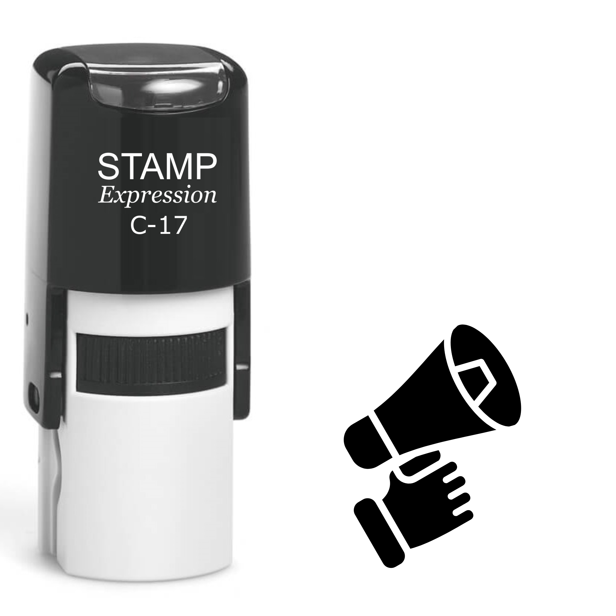 Megaphone and hand silhouette Self Inking Rubber Stamp (SH-63980)