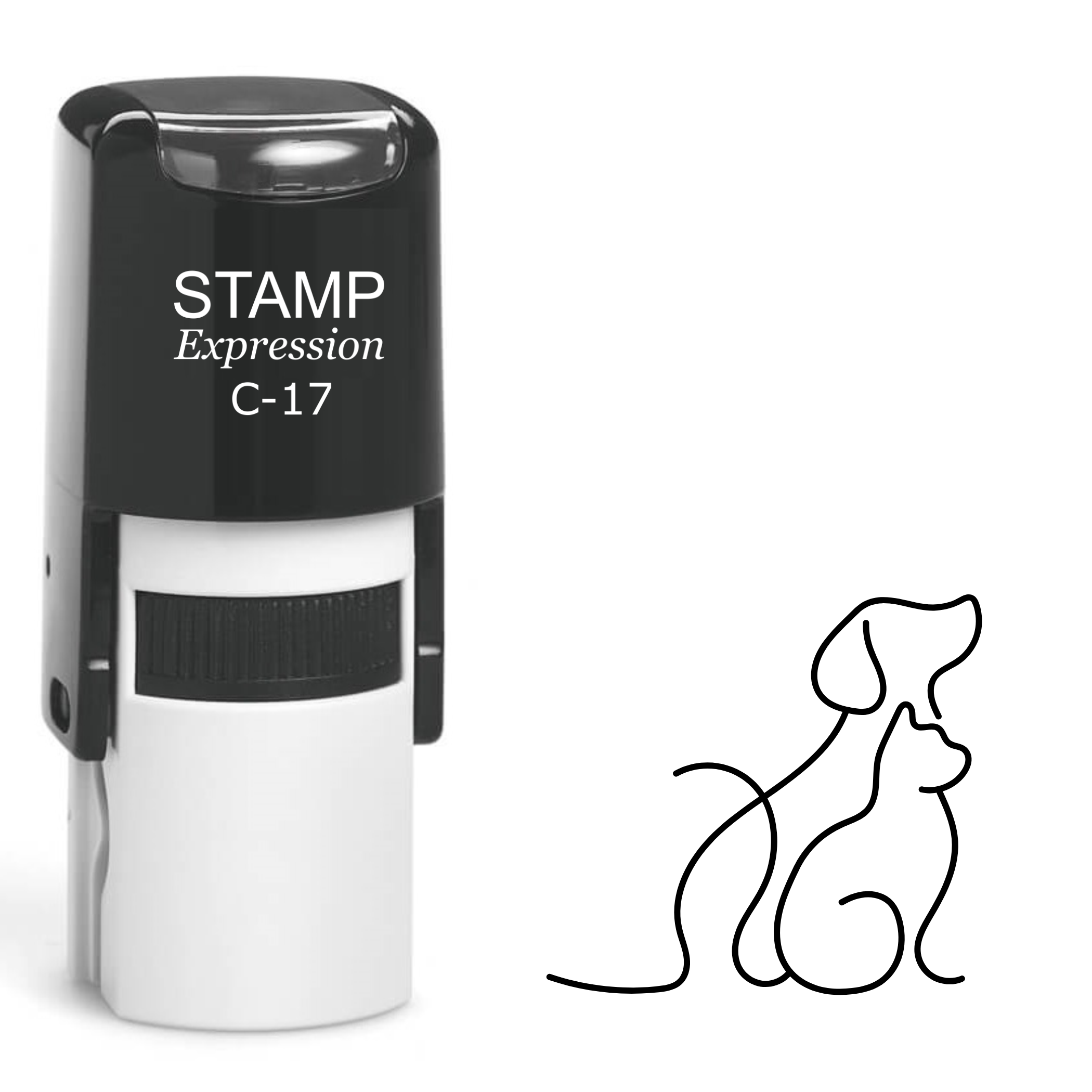 Side by side cat and dog silhouette Self Inking Rubber Stamp (SH-64001)