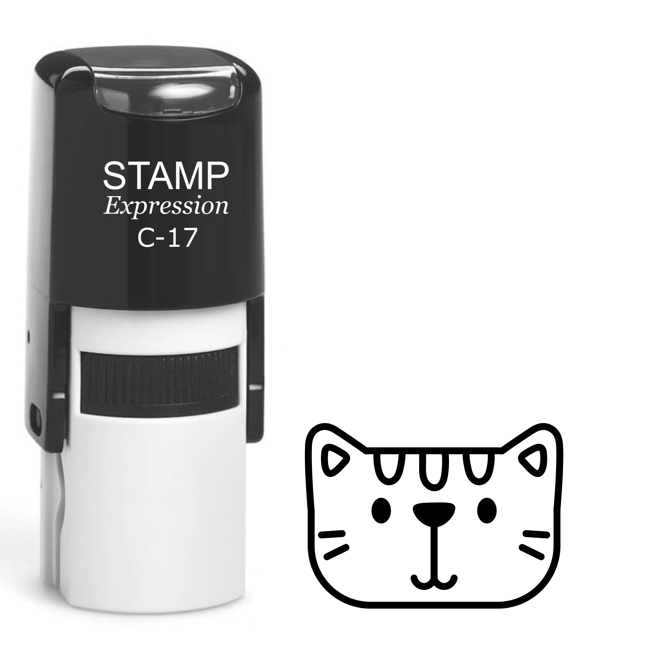 Cartoon rectangular cat head Self Inking Rubber Stamp (SH-64009)