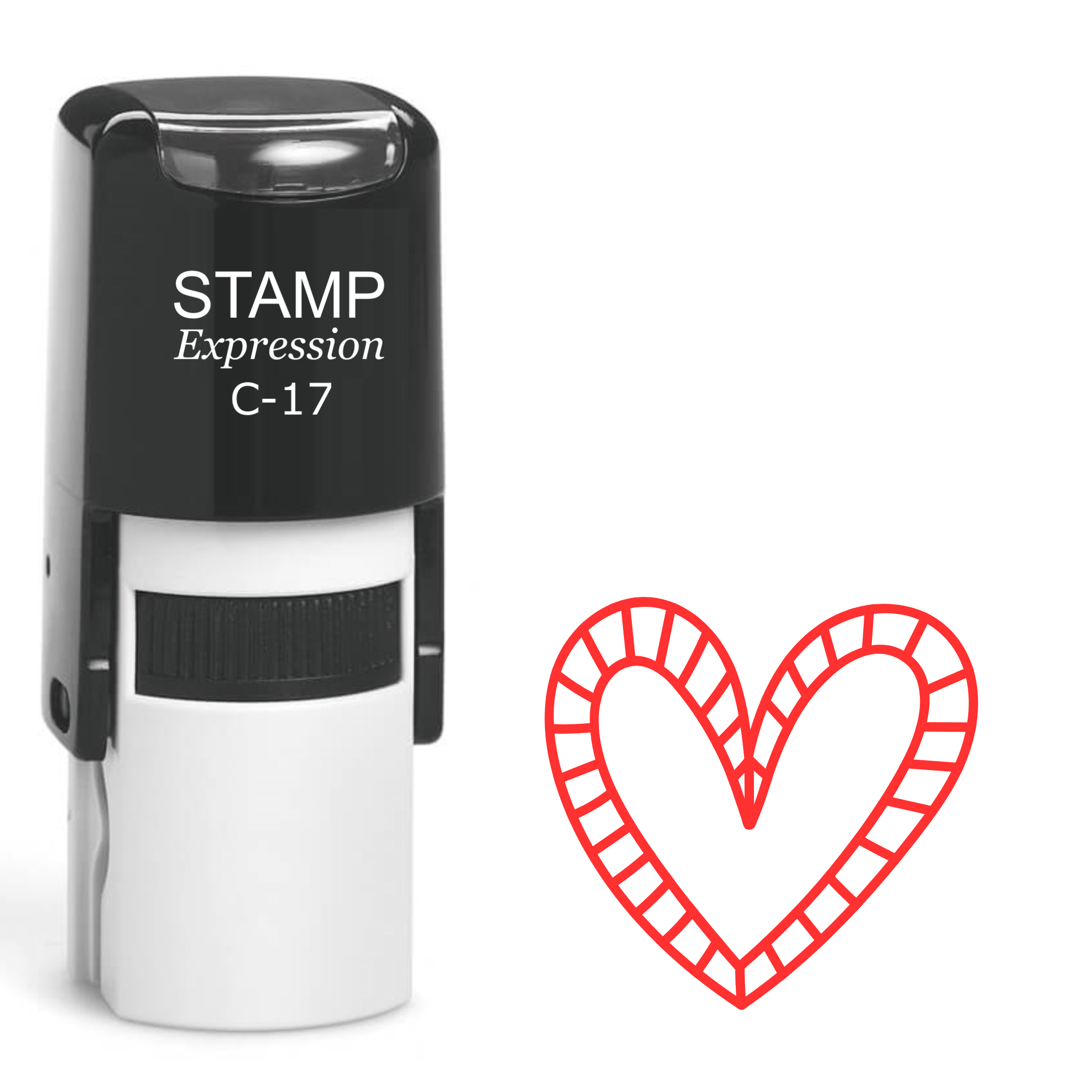 Heart with stripes outline Self Inking Rubber Stamp (SH-64029)