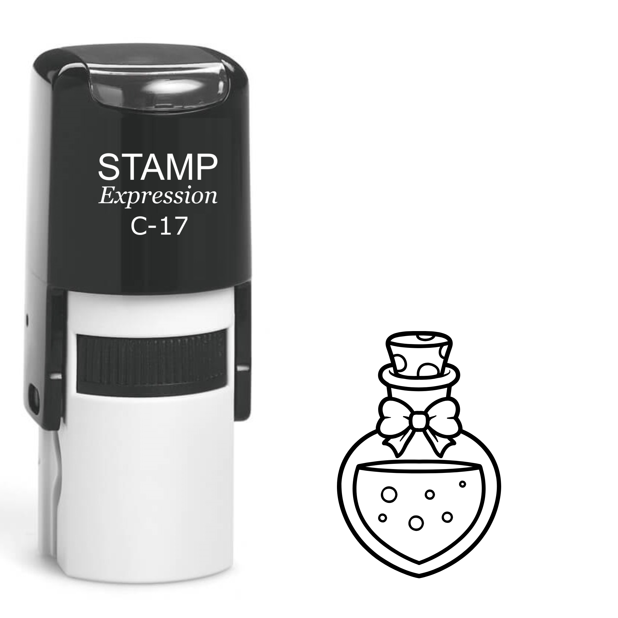 Love potion with bow outline Self Inking Rubber Stamp (SH-64032)