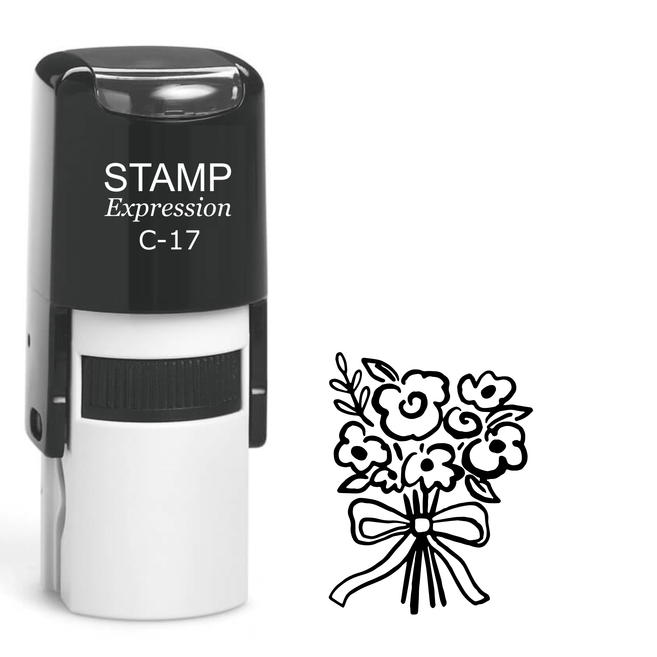 Flower bouquet with bow Self Inking Rubber Stamp (SH-64034)
