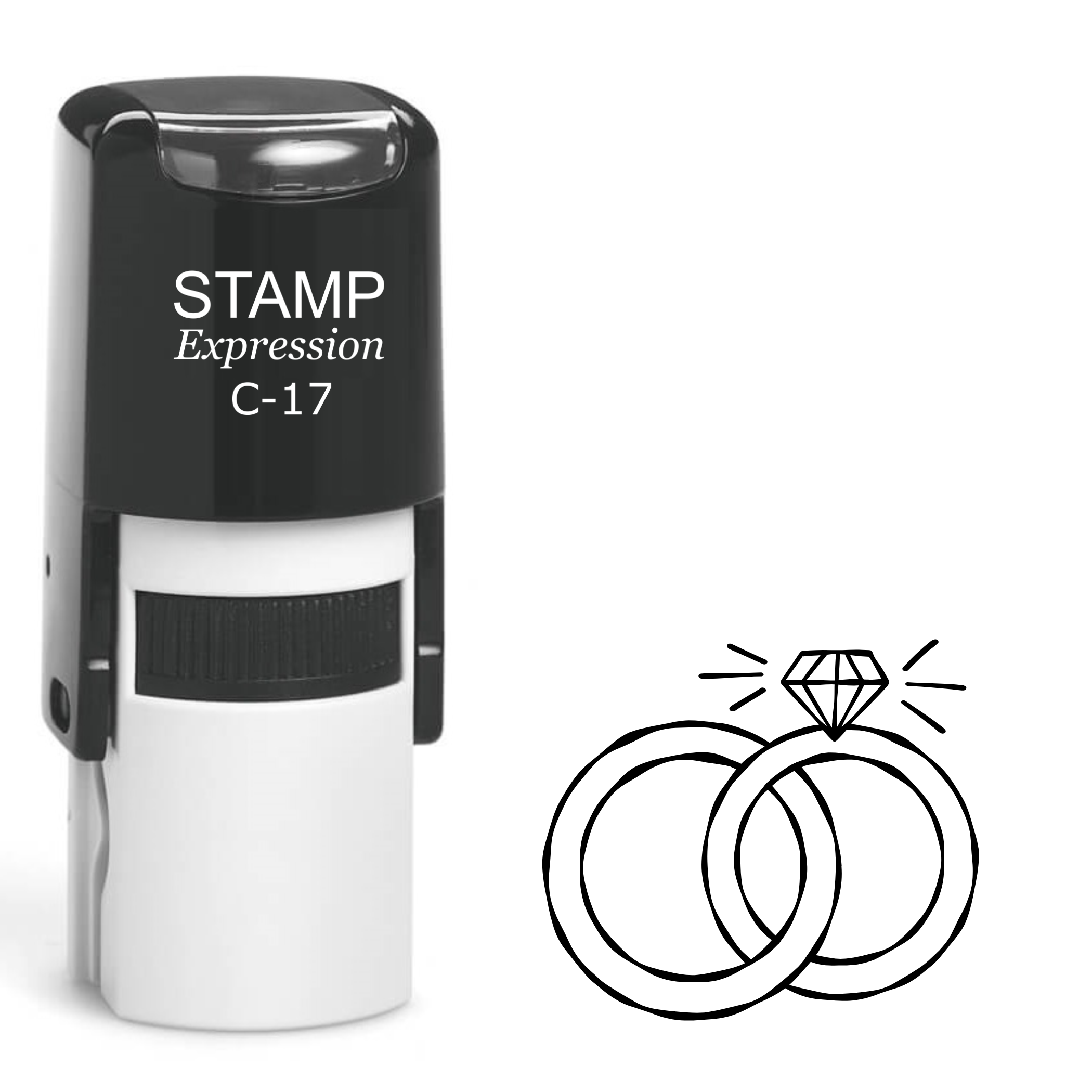 Interlocking sparkling diamond engagement ring and wedding band Self Inking Rubber Stamp (SH-64036)