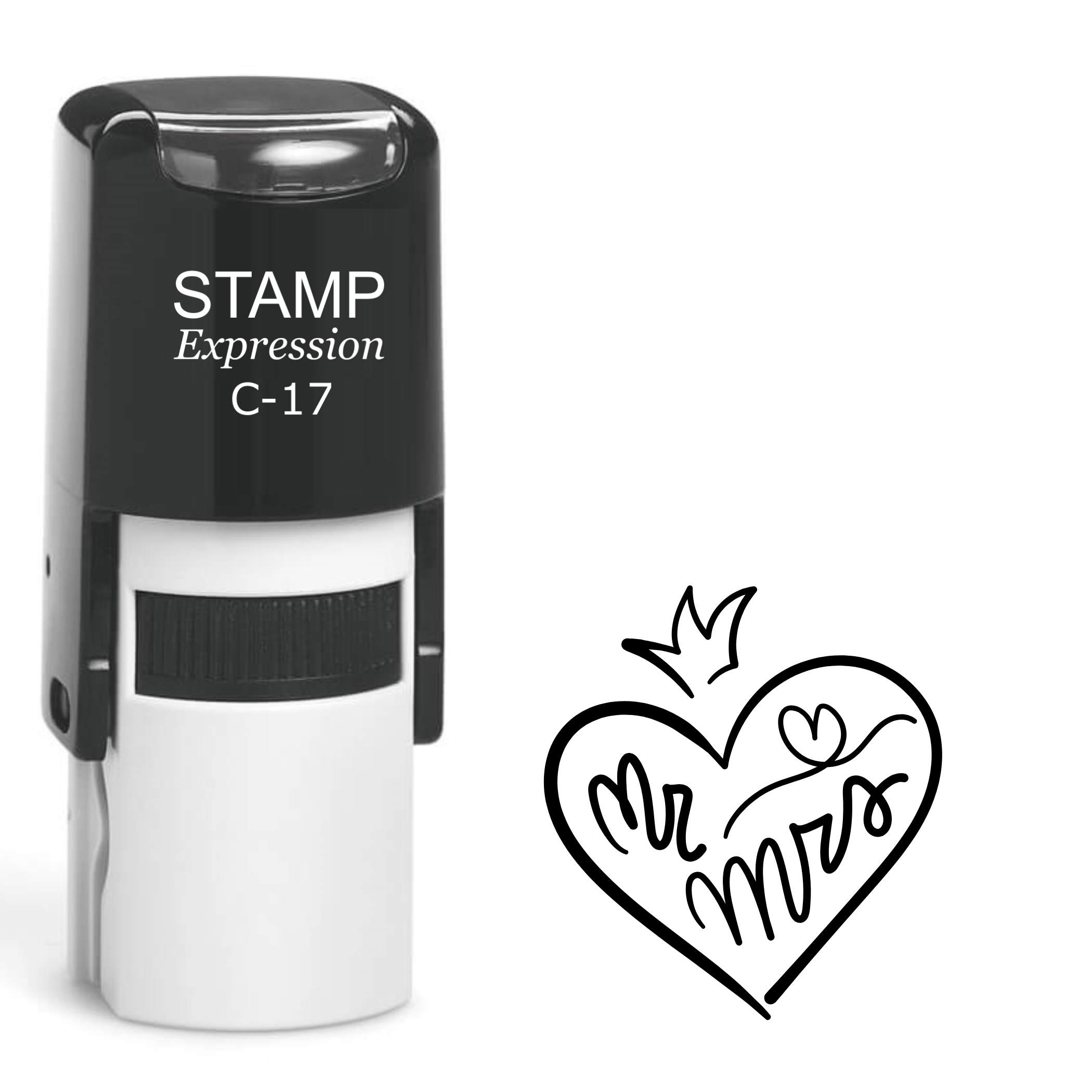 Mr. and Mrs. heart outline Self Inking Rubber Stamp (SH-64039)