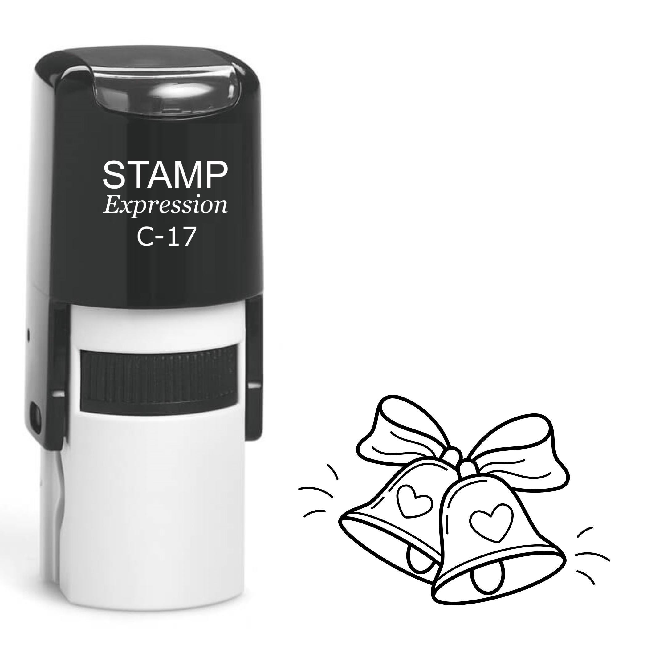 Jingle bells with heart and bow Self Inking Rubber Stamp (SH-64045)