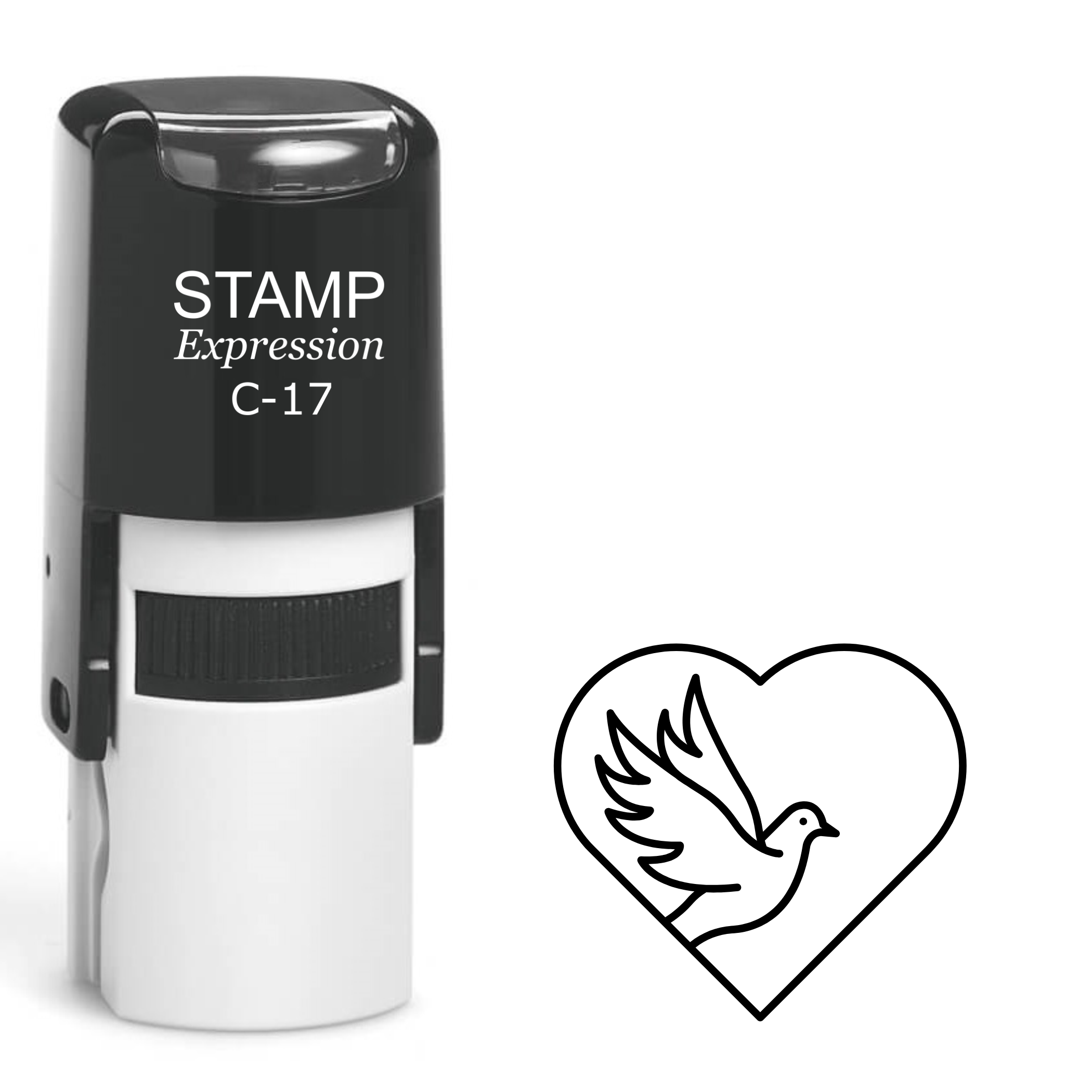 Dove inside the heart outline Self Inking Rubber Stamp (SH-64046)