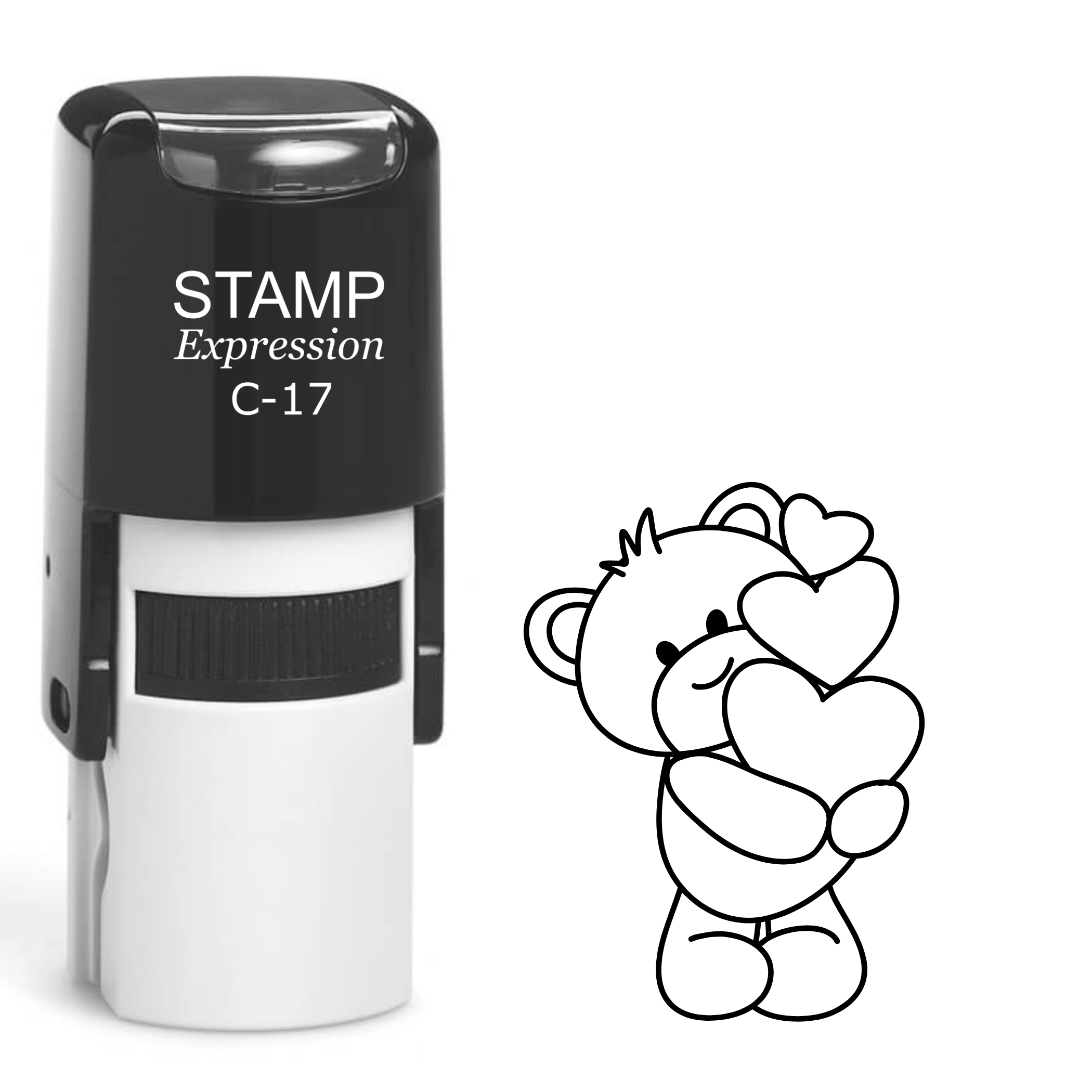 Cute bear holding three hearts Self Inking Rubber Stamp (SH-64053)