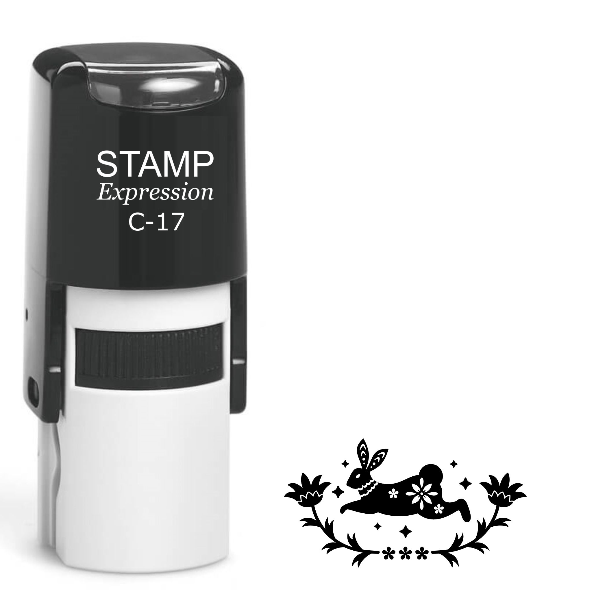 Ornate bunny with flowers Self Inking Rubber Stamp (SH-64060)