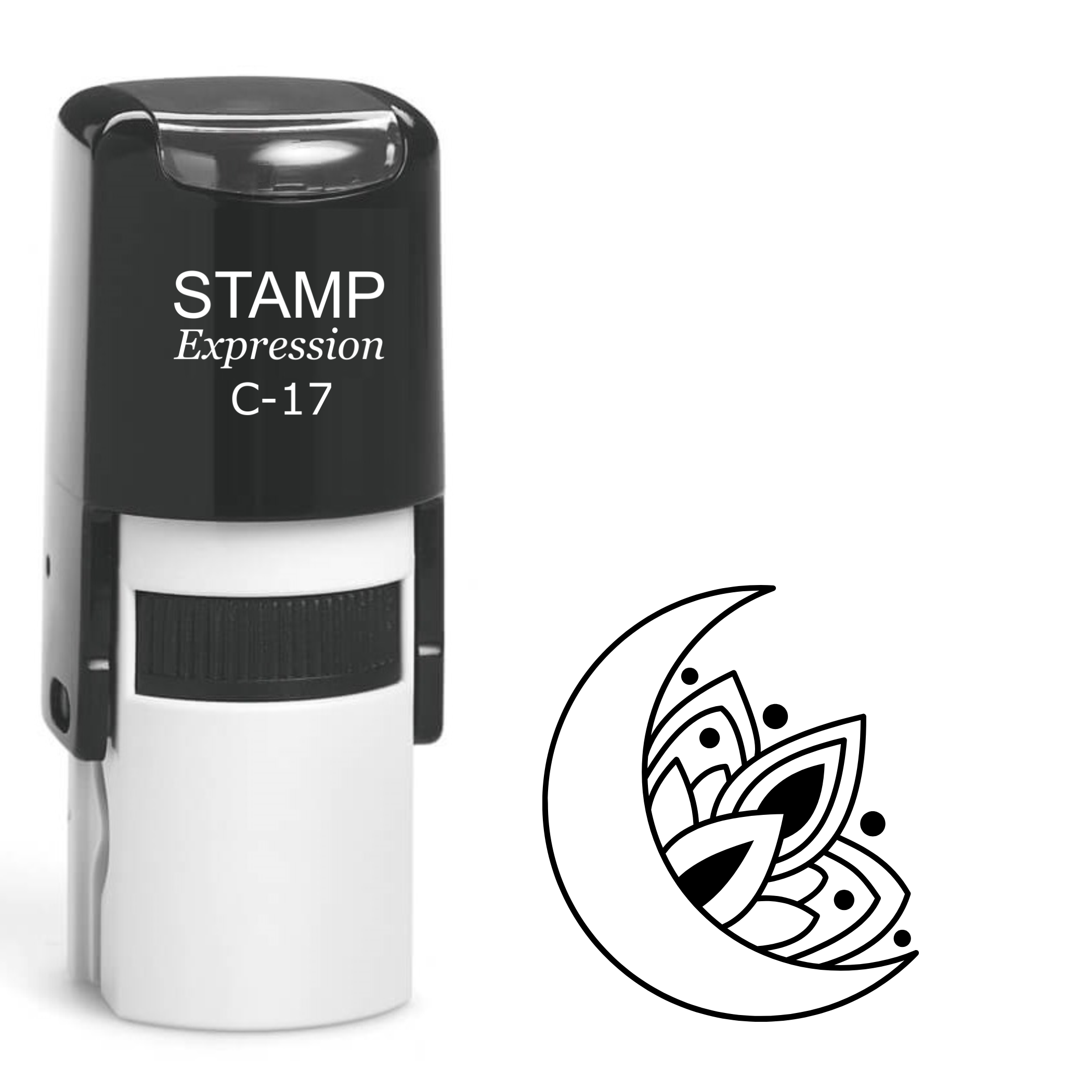 Moon with mandala flower Self Inking Rubber Stamp (SH-64063)