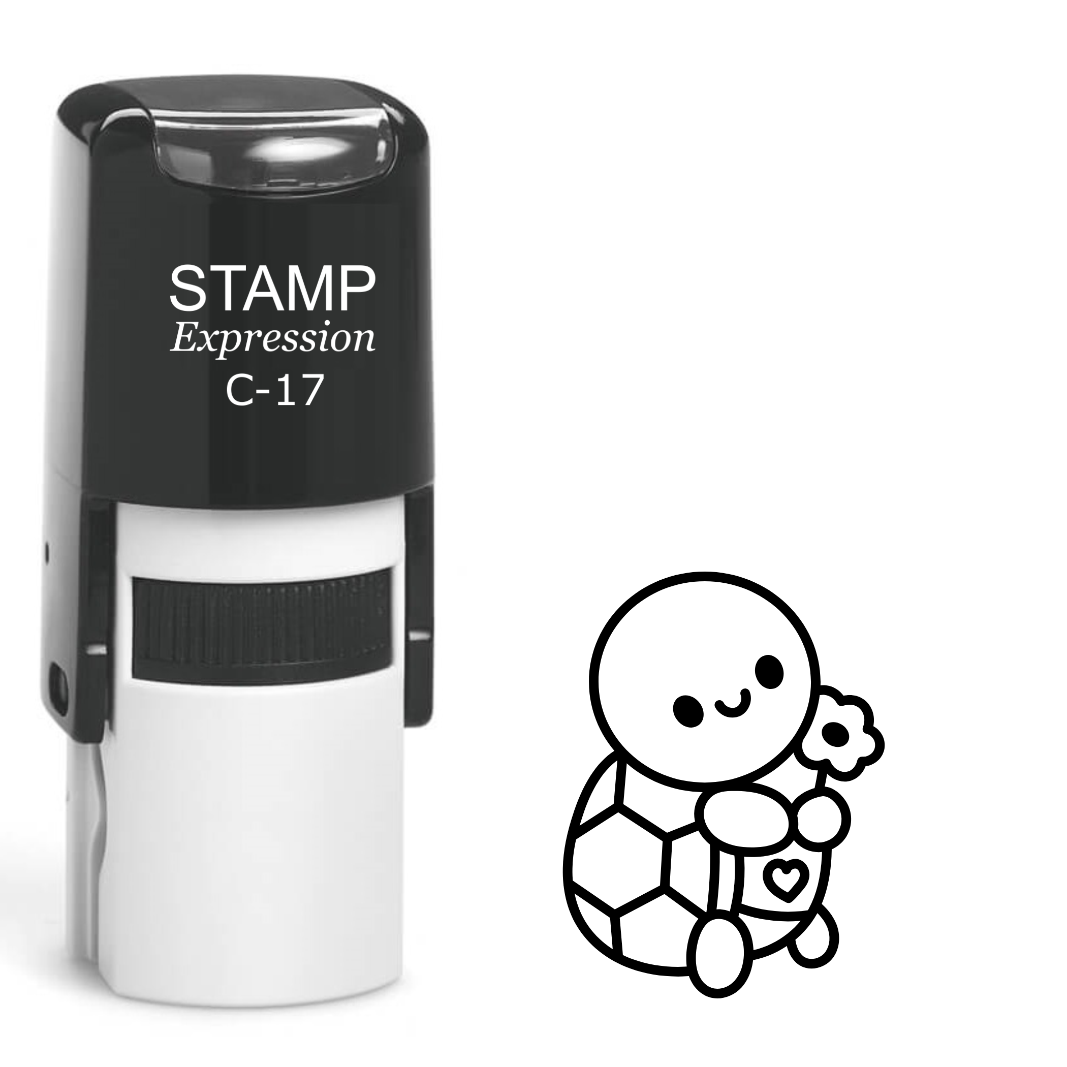 Sitting baby turtle with flower Self Inking Rubber Stamp (SH-64072)