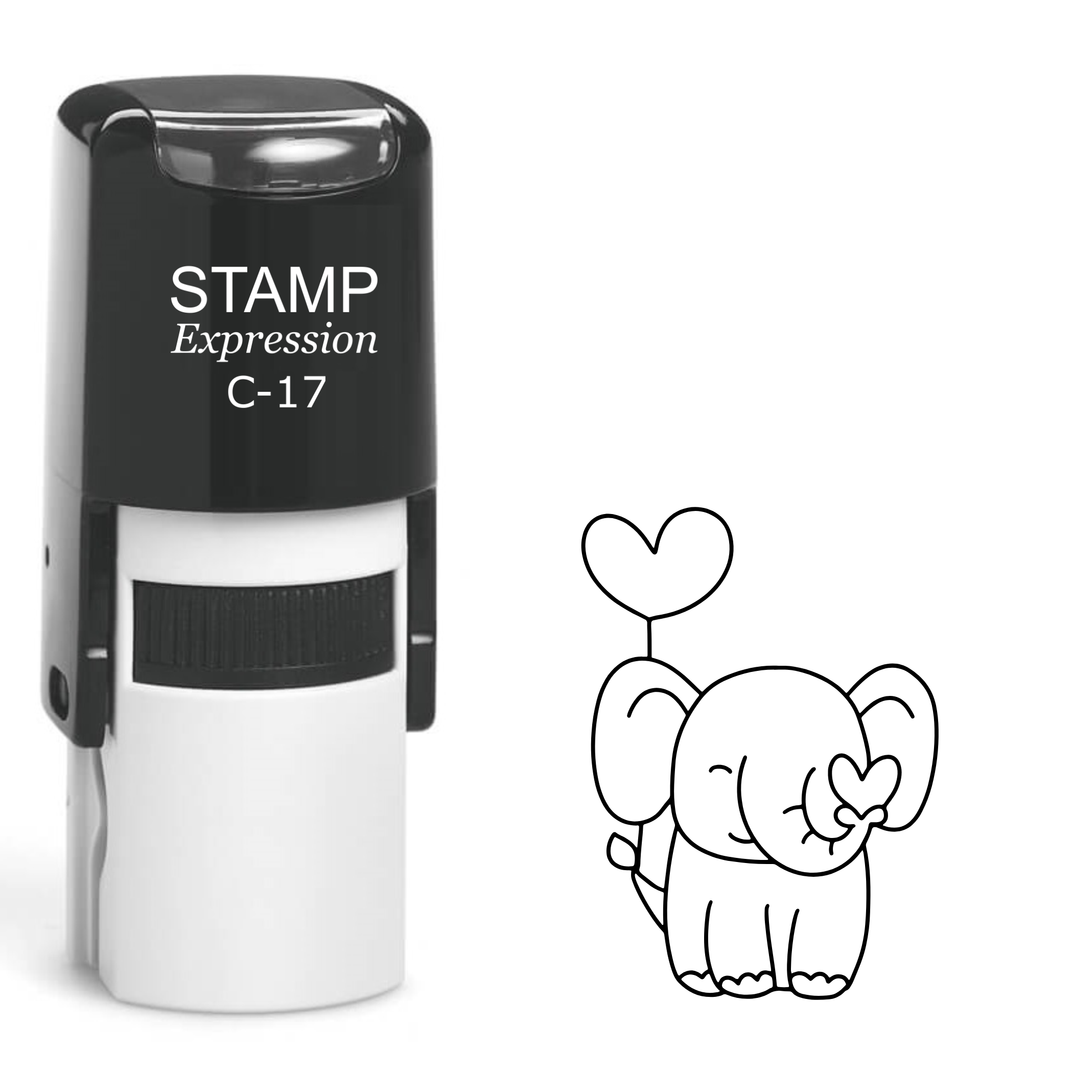 Cute elephant with tied-up heart balloon Self Inking Rubber Stamp (SH-64076)