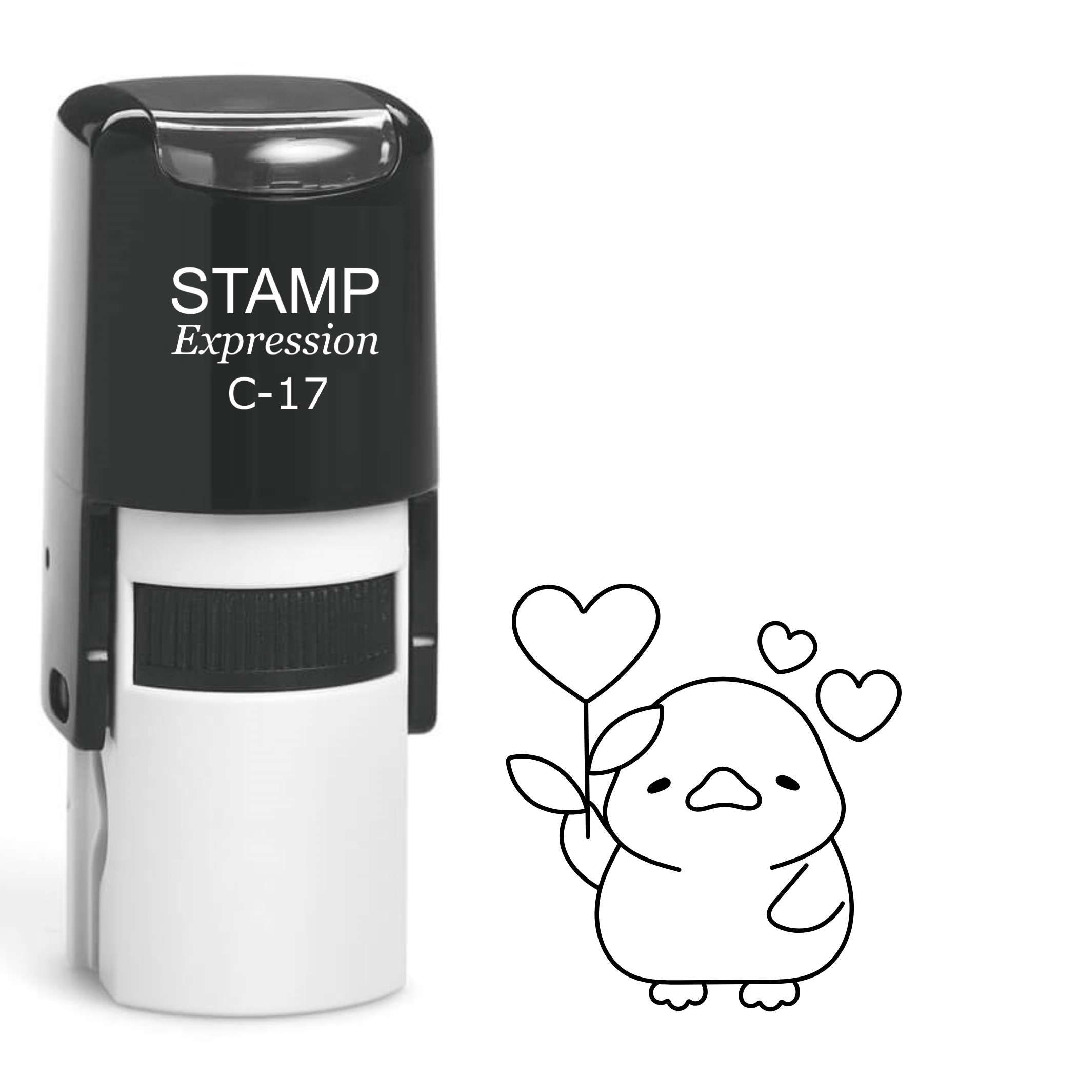 Baby chick with heart flower Self Inking Rubber Stamp (SH-64078)
