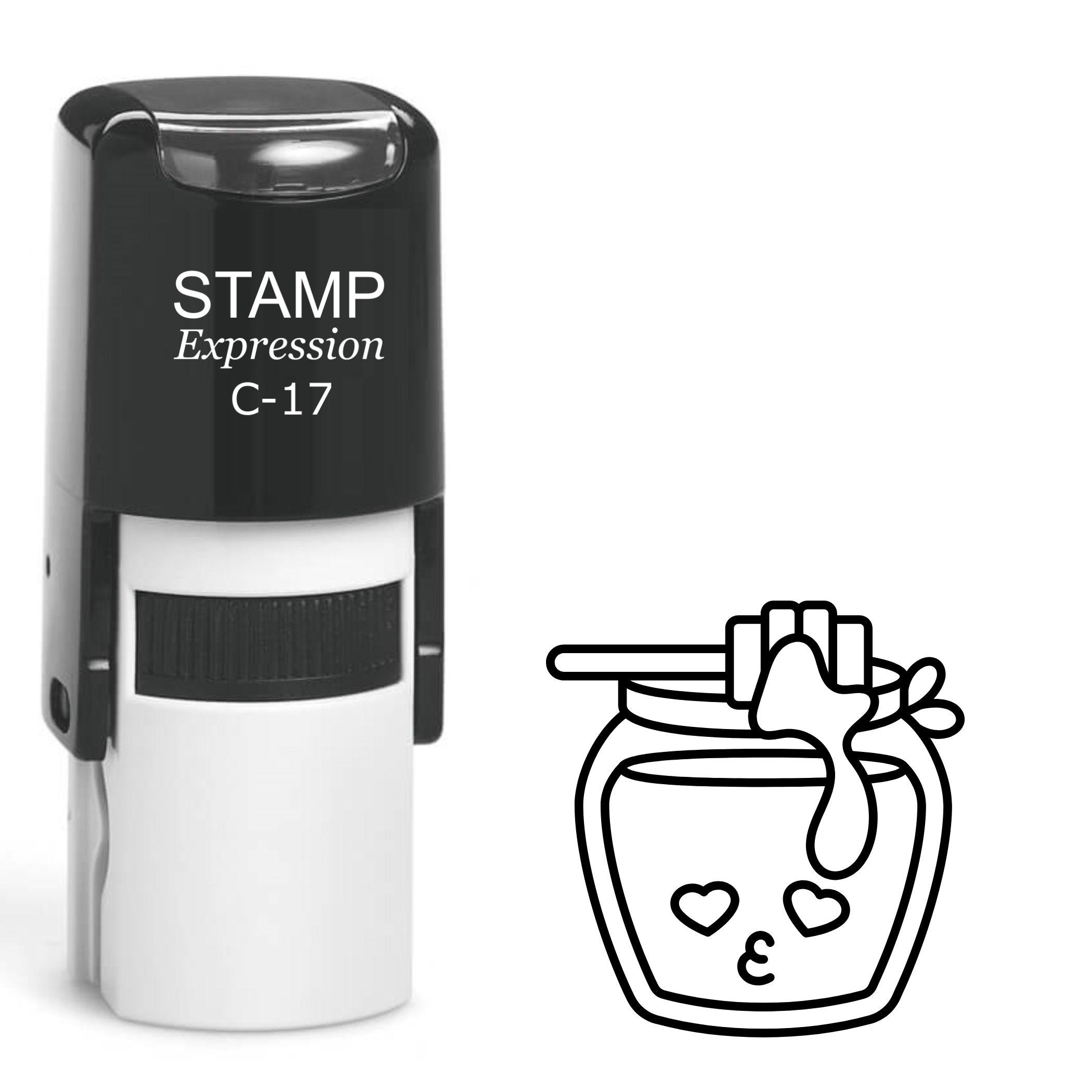 Honey pot with hearts Self Inking Rubber Stamp (SH-64080)