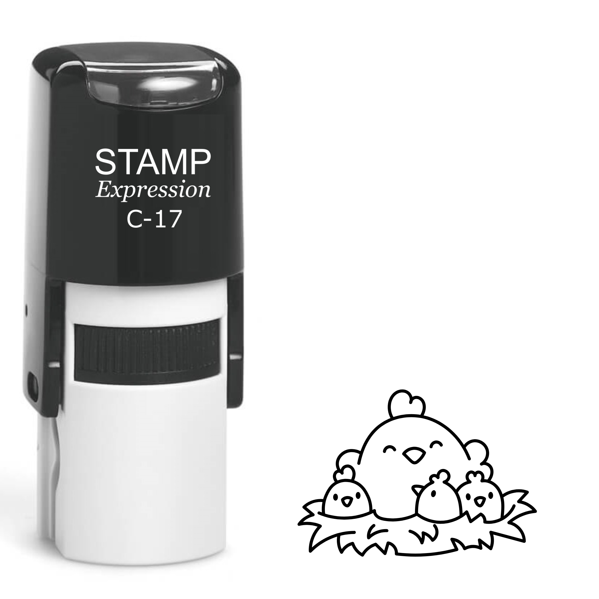 Chicken with baby chick nest Self Inking Rubber Stamp (SH-64089)