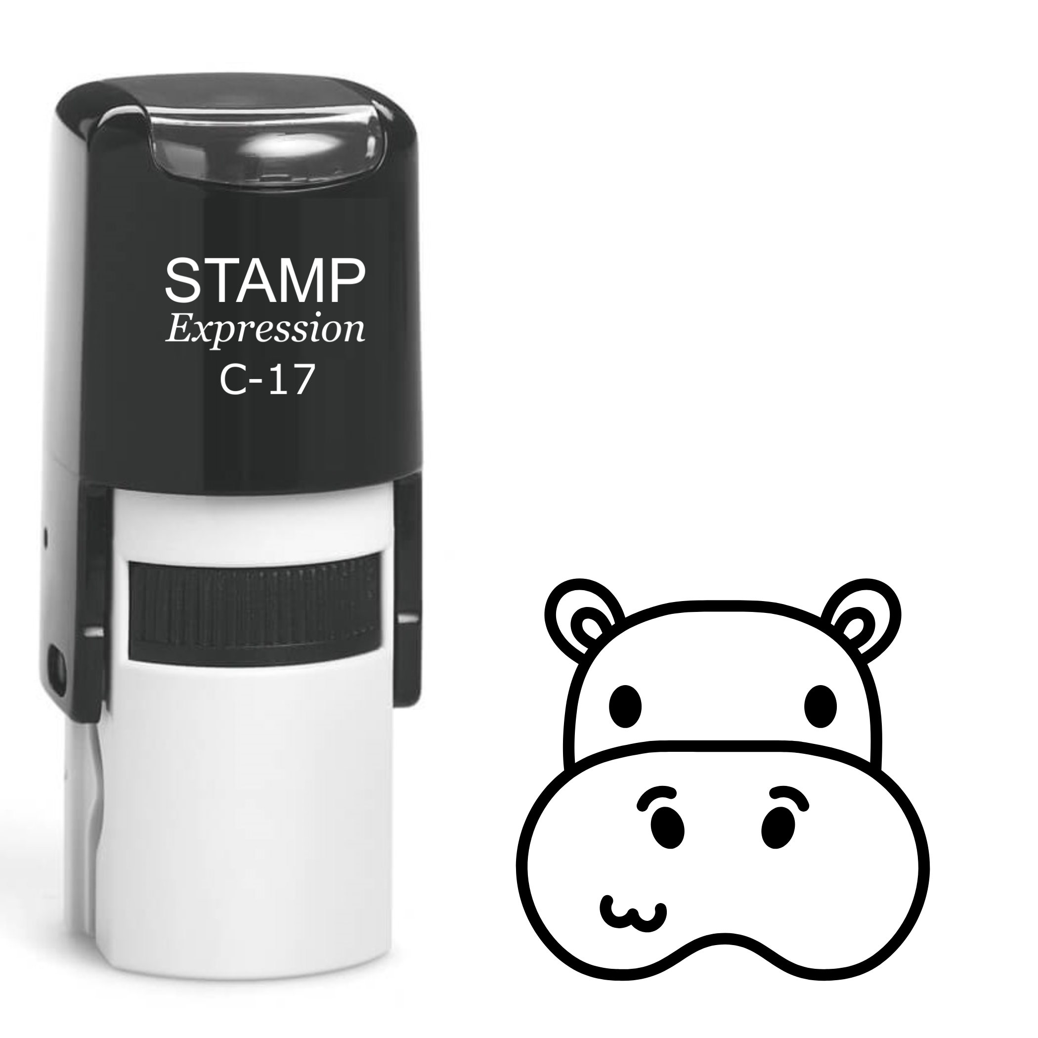 Funny hippo head outline Self Inking Rubber Stamp (SH-64100)