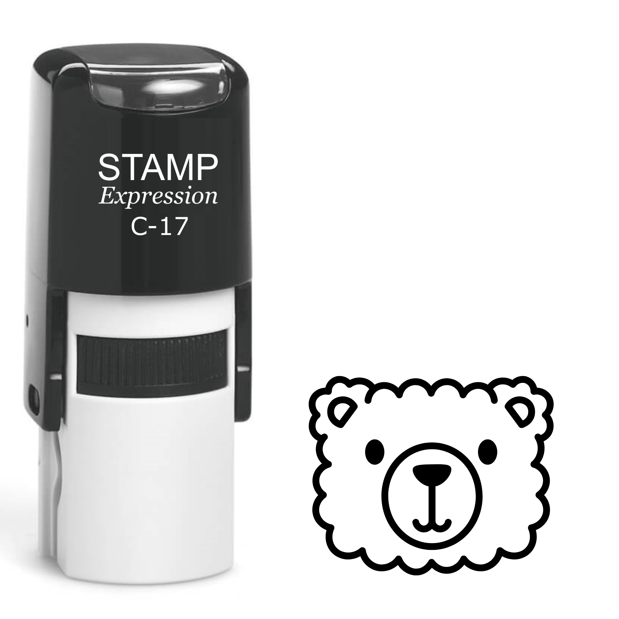 Cute fuzzy bear outline Self Inking Rubber Stamp (SH-64103)