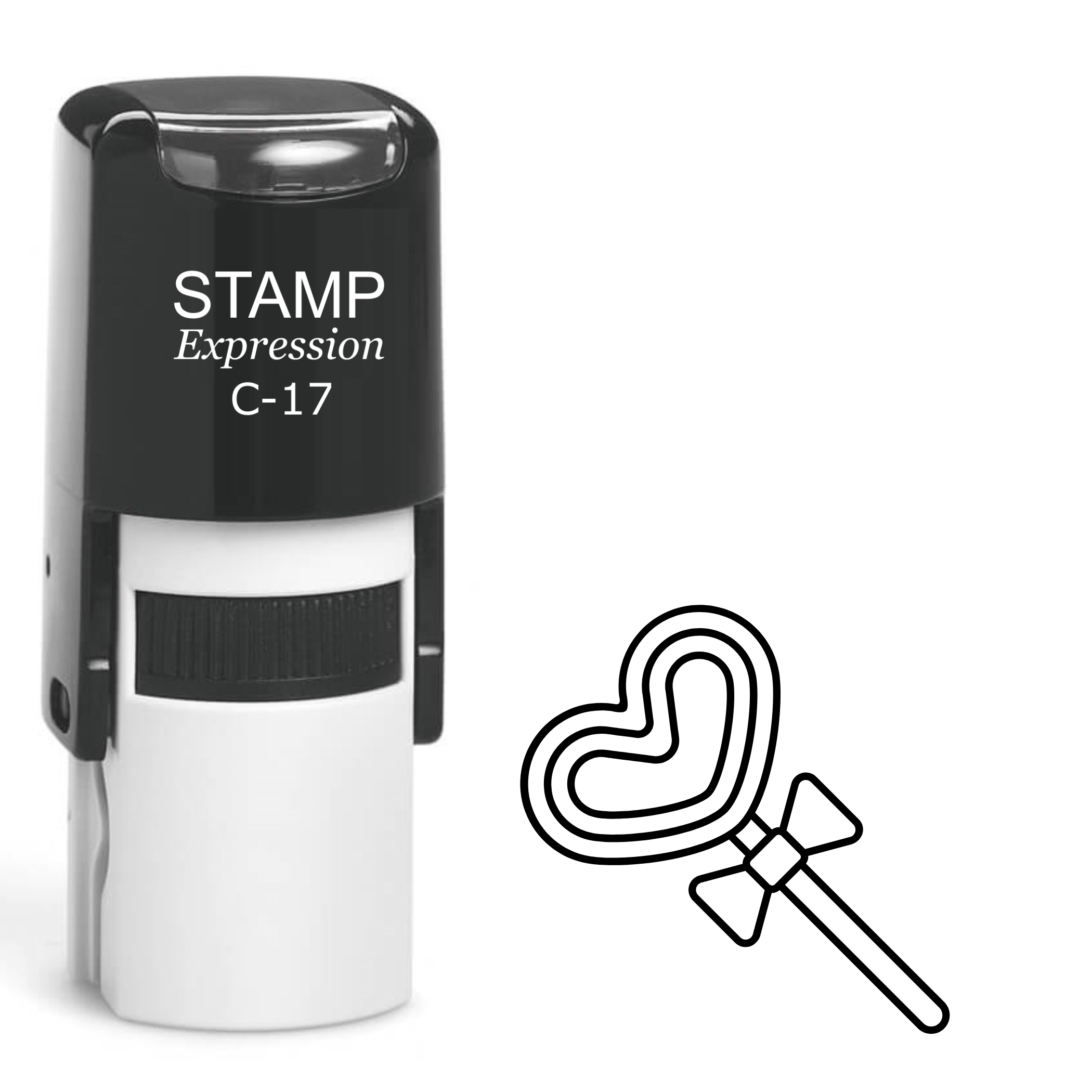 Heart popsicle outline with a bow Self Inking Rubber Stamp (SH-64111)
