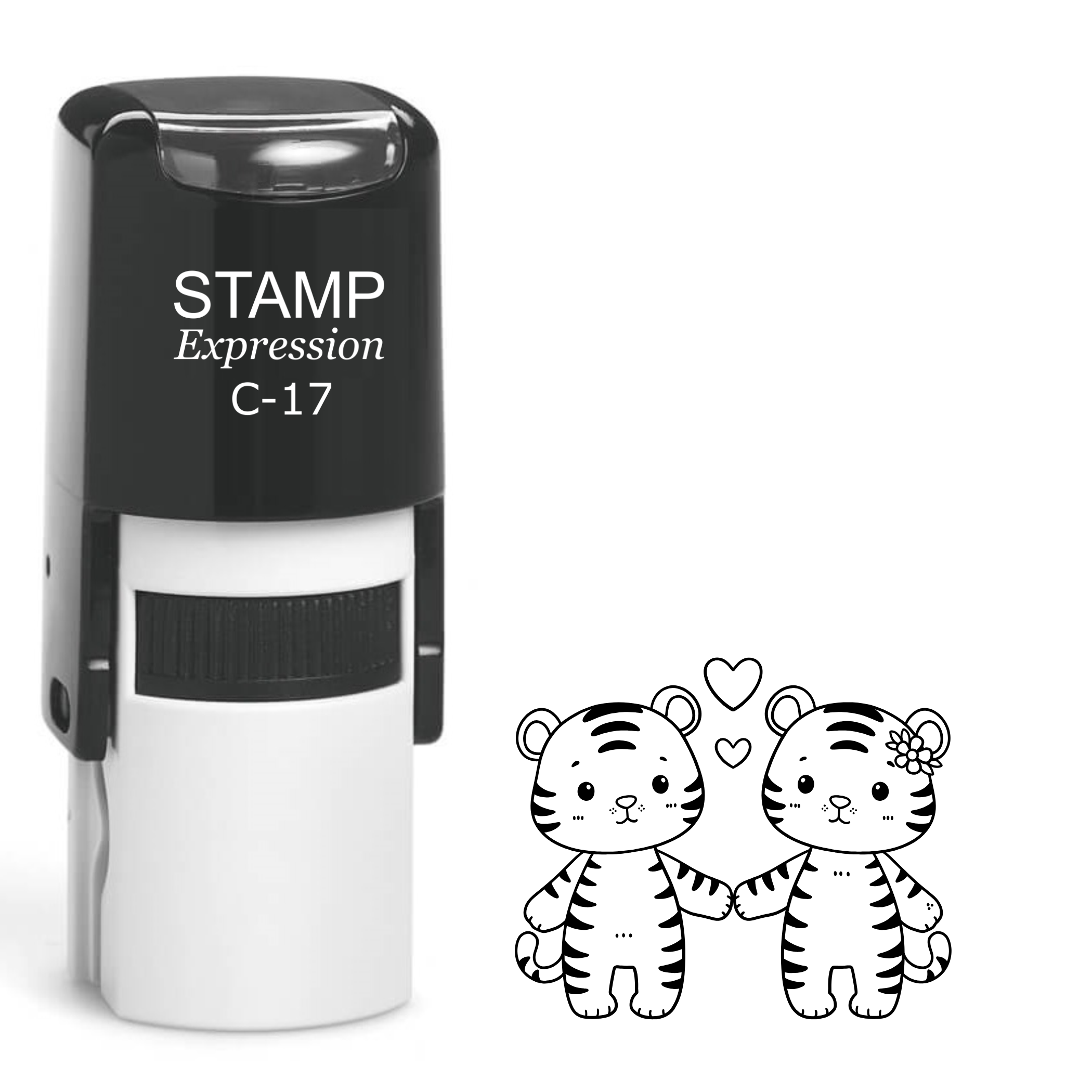 Two adorable tigers holding hands Self Inking Rubber Stamp (SH-64125)