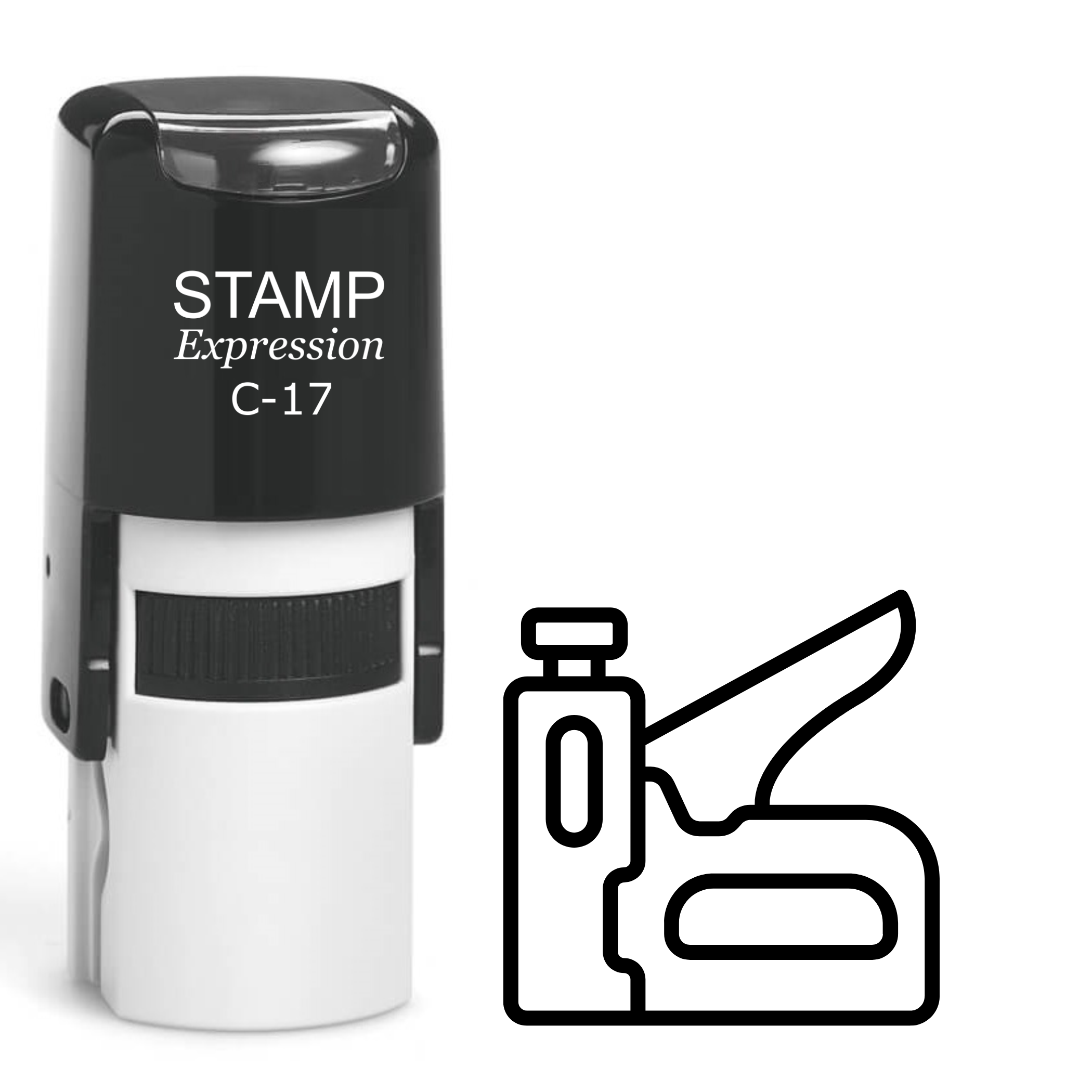 Construction stapler outline Self Inking Rubber Stamp (SH-64147)