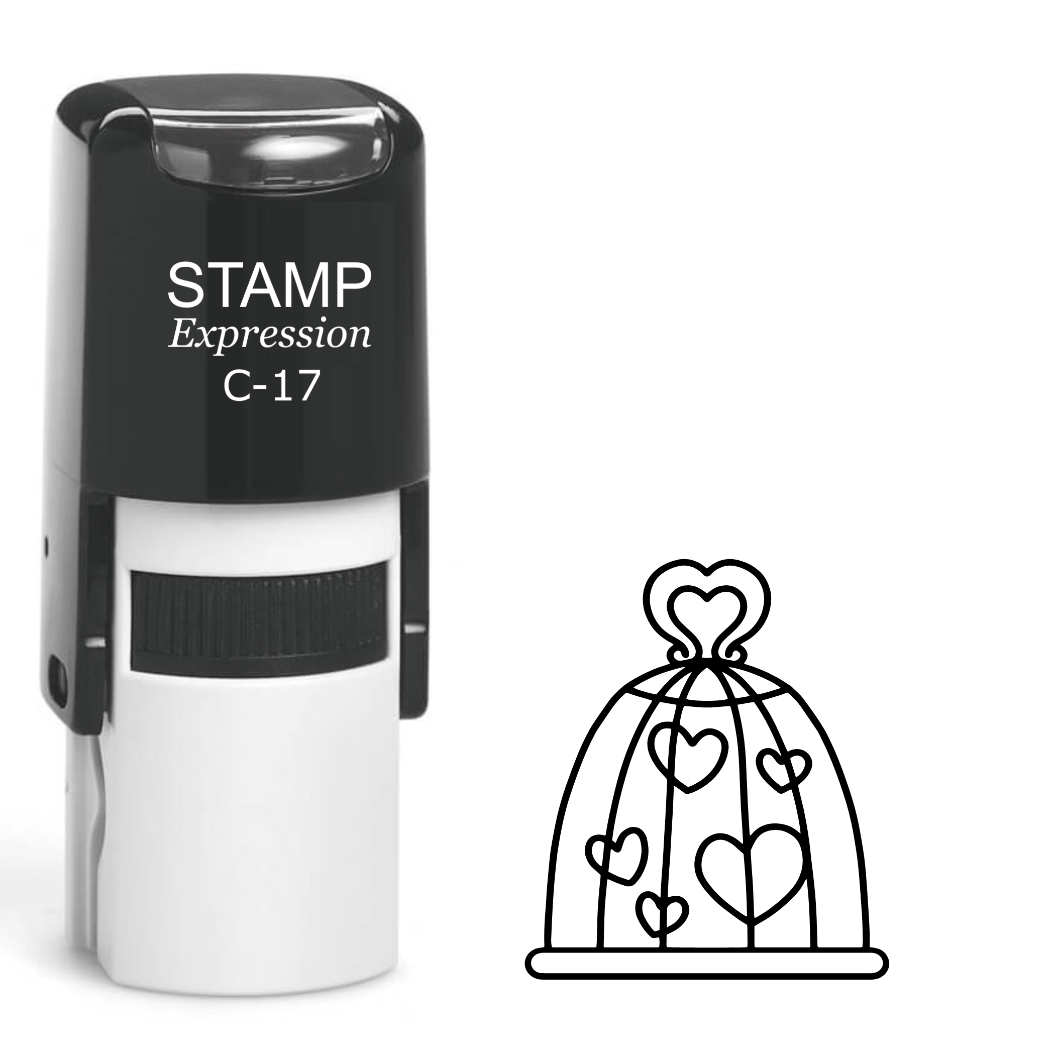 Birdcage full of hearts Self Inking Rubber Stamp (SH-64153)