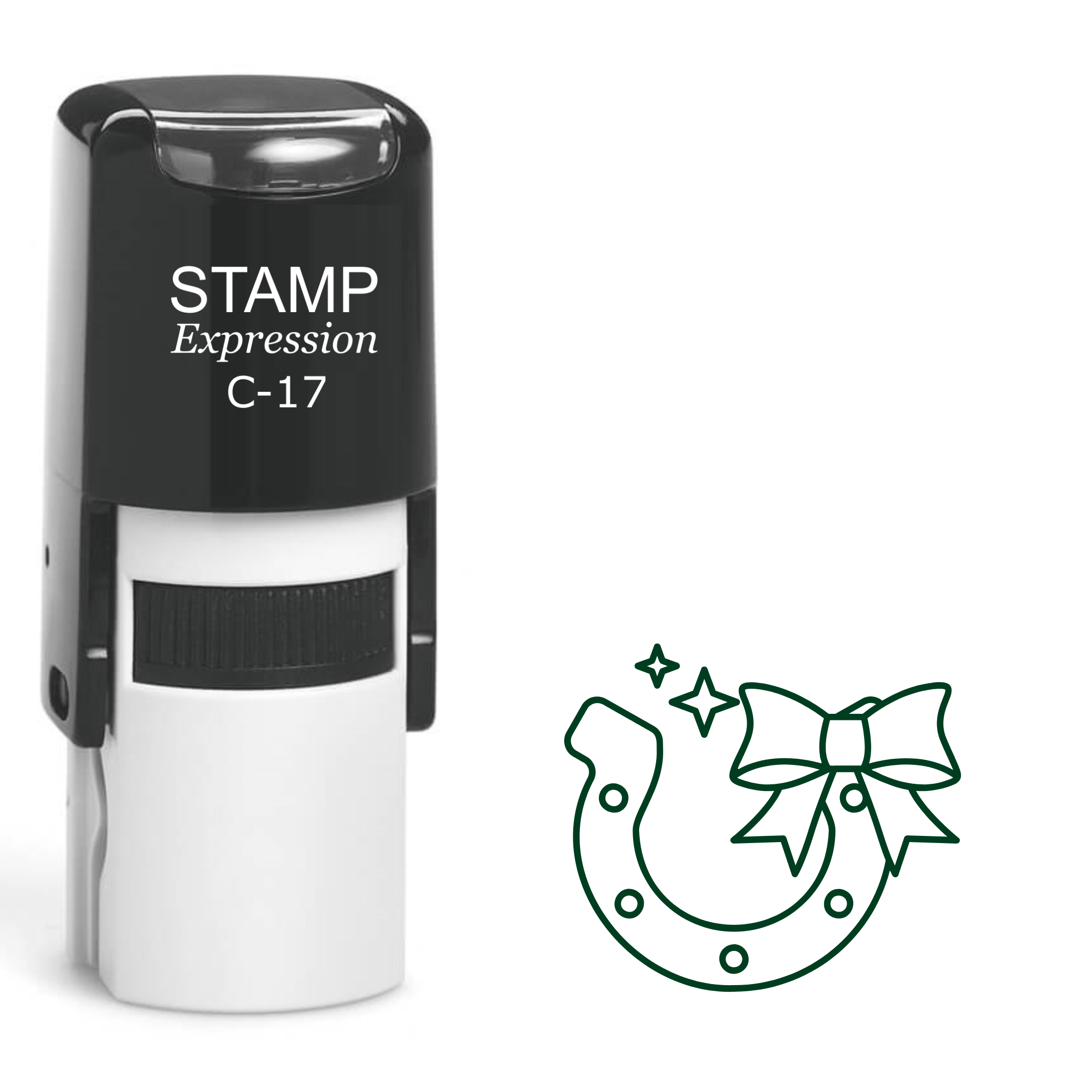 Horseshoe with bow and sparkles Self Inking Rubber Stamp (SH-64162)