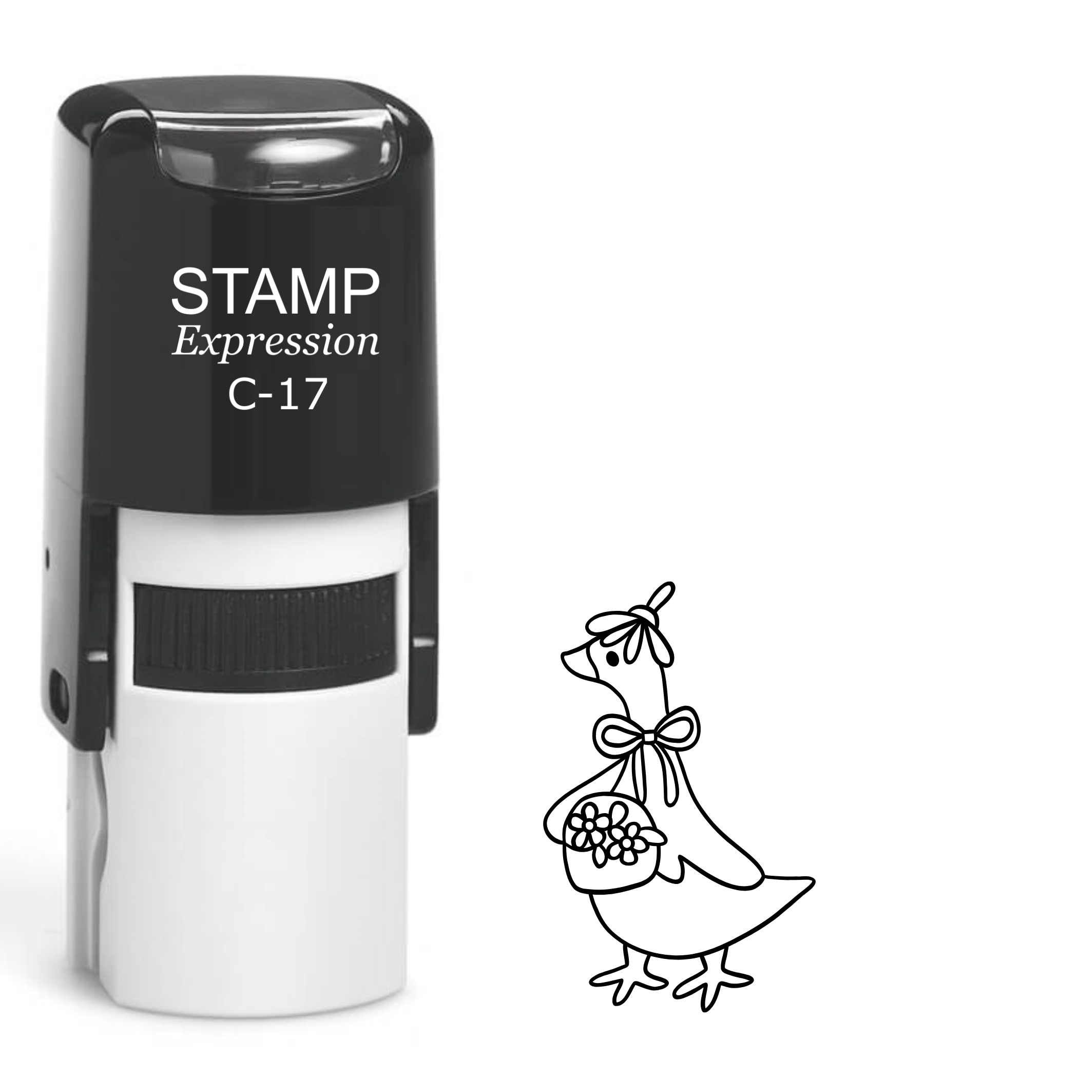 Silly goose with flower hat Self Inking Rubber Stamp (SH-64179)