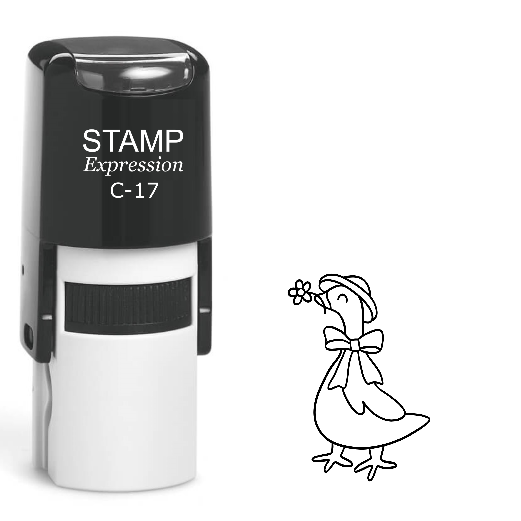 Silly goose with hat, bow, and flower Self Inking Rubber Stamp (SH-64180)