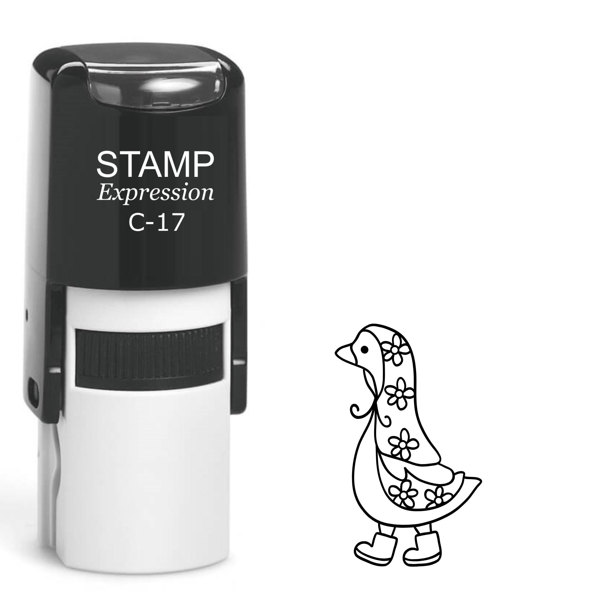 Silly goose with flowery cape Self Inking Rubber Stamp (SH-64182)