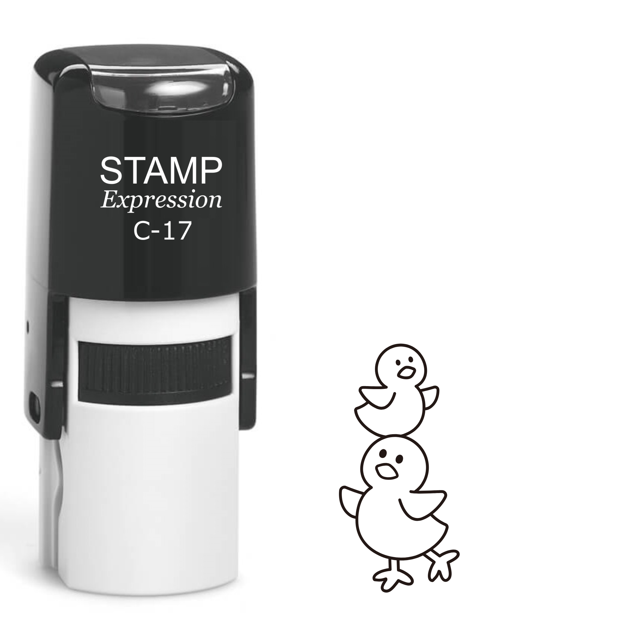 Two chicks one on top of the other outline Self Inking Rubber Stamp (SH-64186)