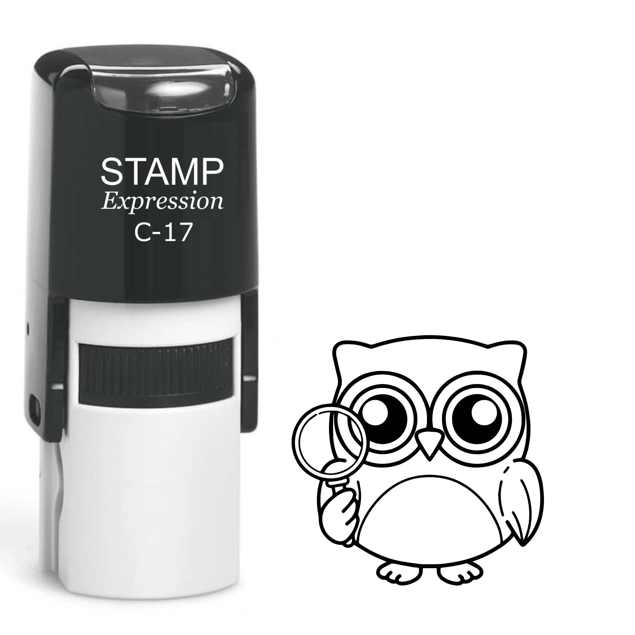 Owl detective with spyglass Self Inking Rubber Stamp (SH-64216)