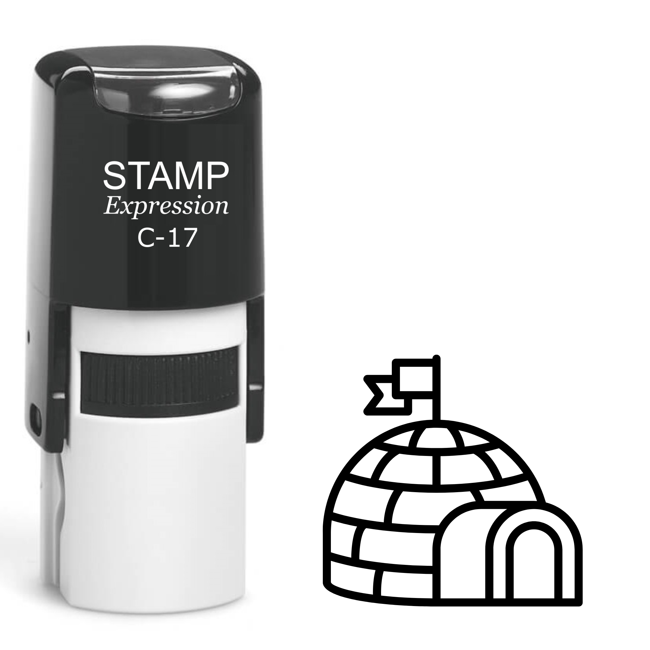 Igloo with flag Self Inking Rubber Stamp (SH-64225)