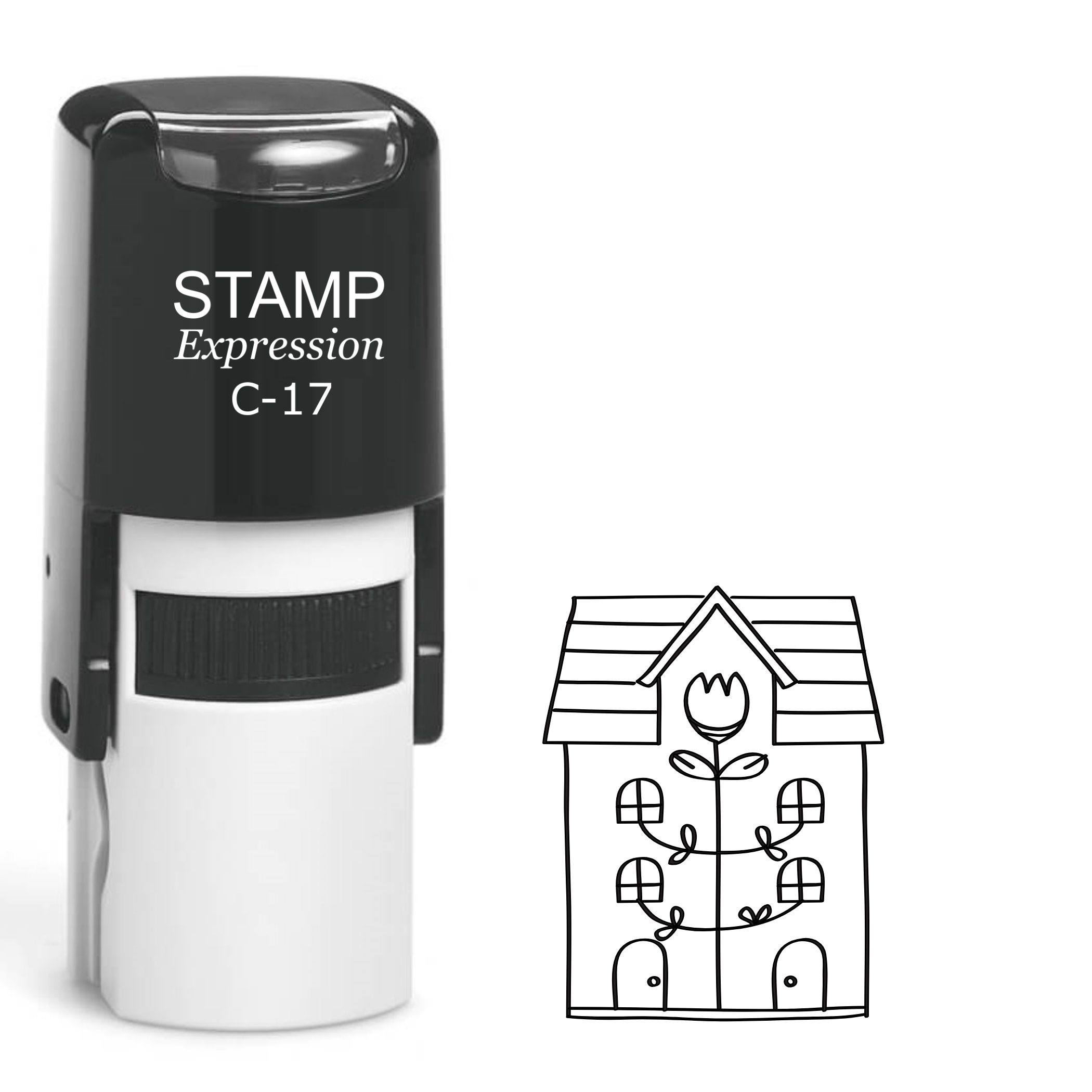 Adorable house with flower Self Inking Rubber Stamp (SH-64237)