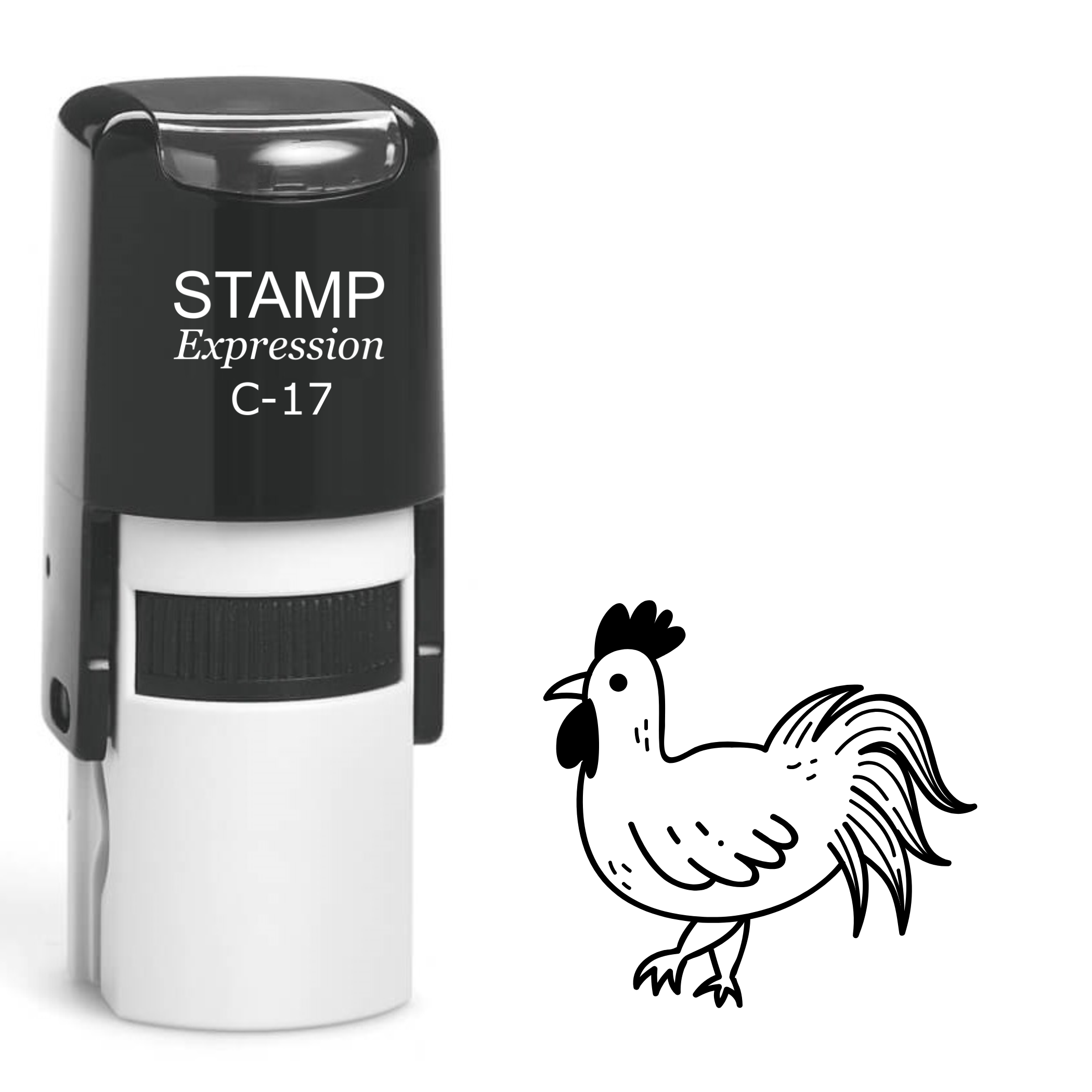 Rooster outline profile Self Inking Rubber Stamp (SH-64243)