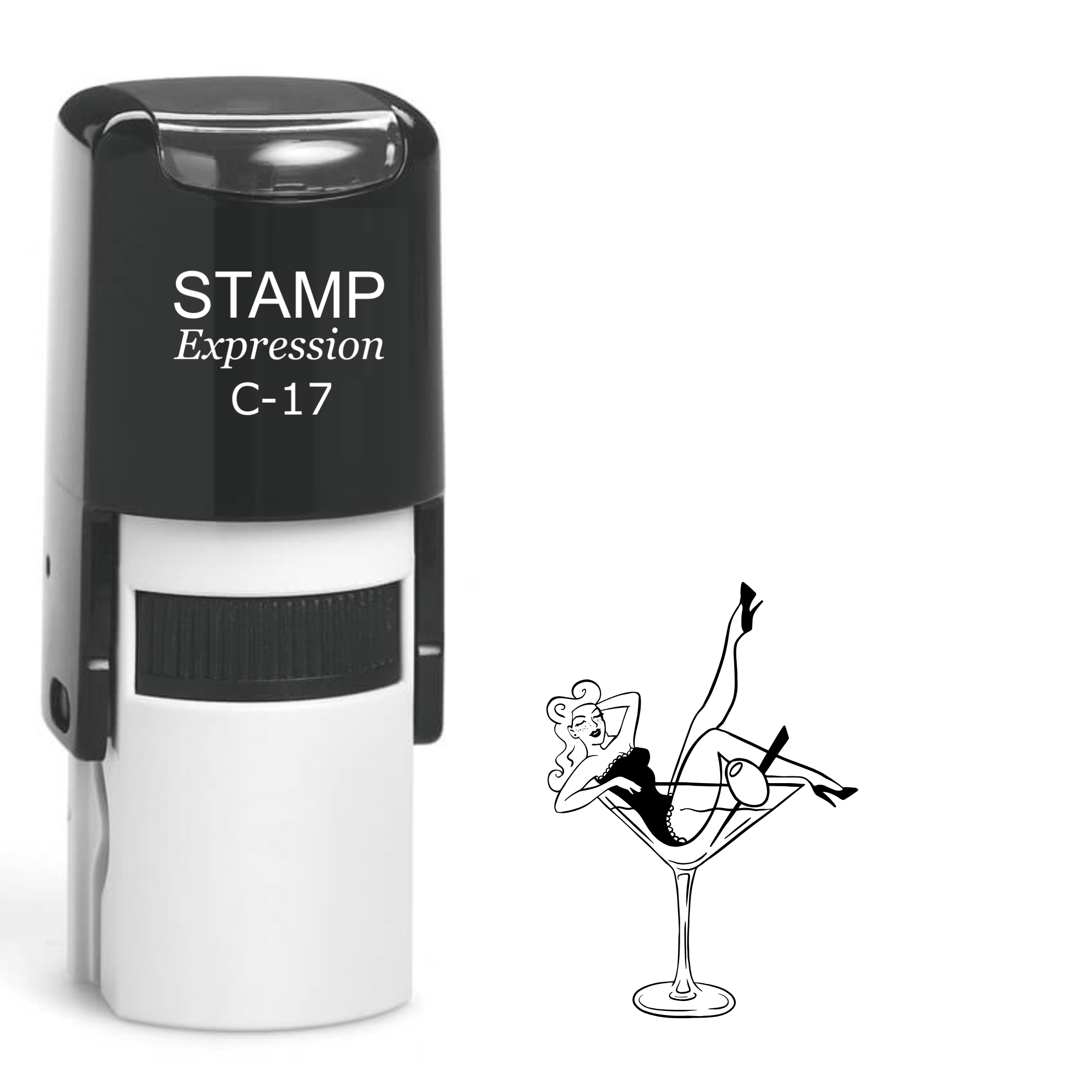 Lady in a martini glass Self Inking Rubber Stamp (SH-64277)