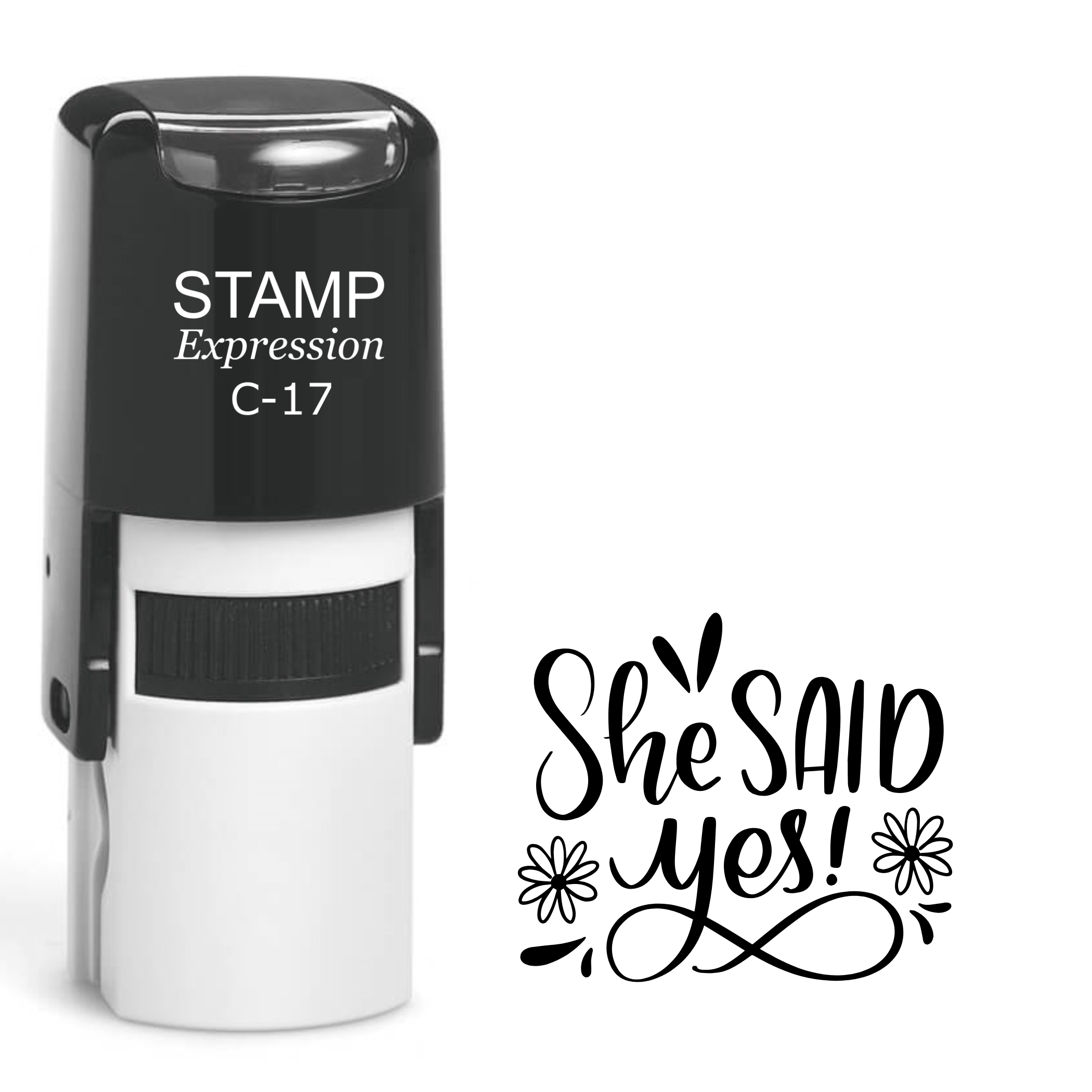 She Said Yes with two daisies wedding Self Inking Rubber Stamp (SH-64292)