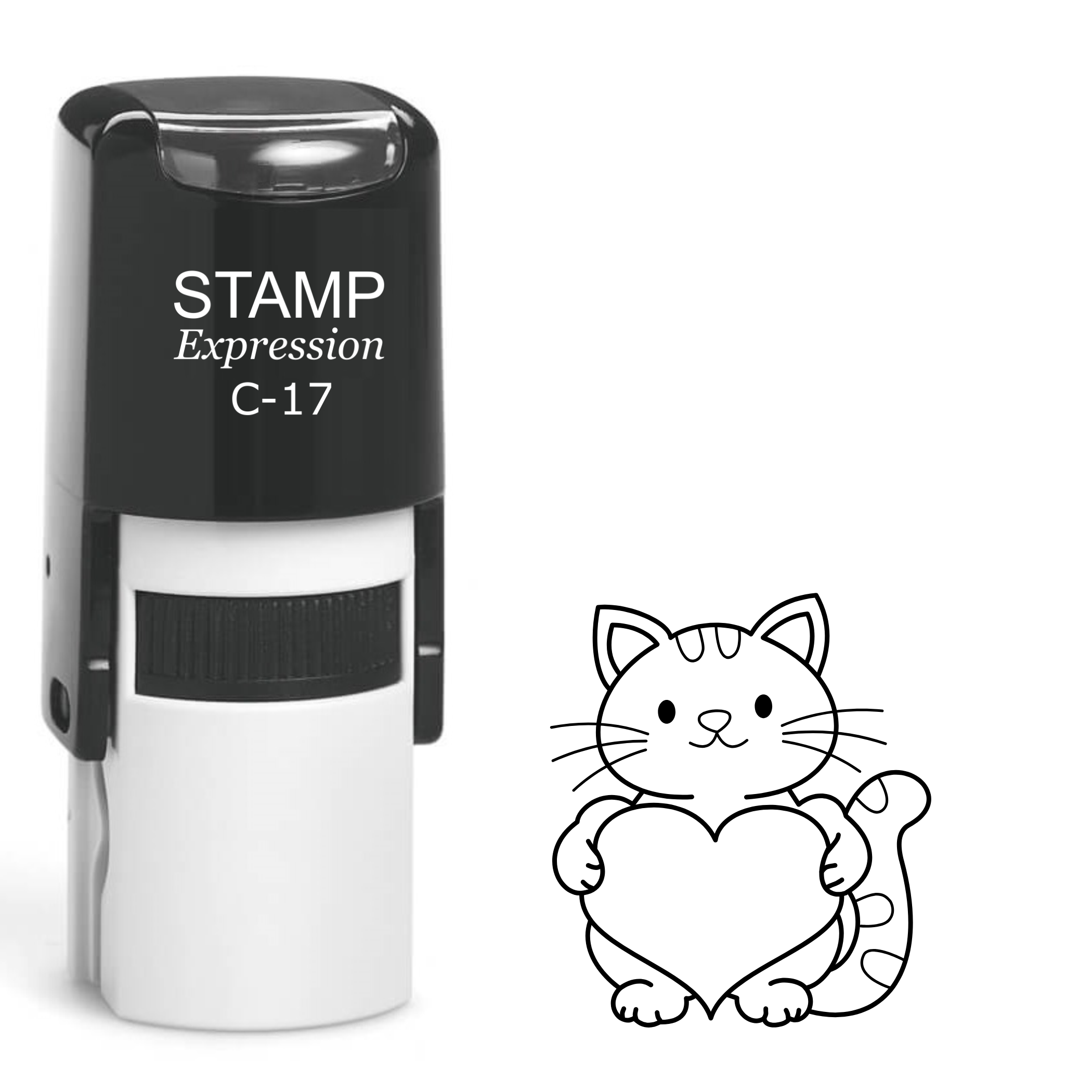 Sweet cat holding a heart Self Inking Rubber Stamp (SH-64294)