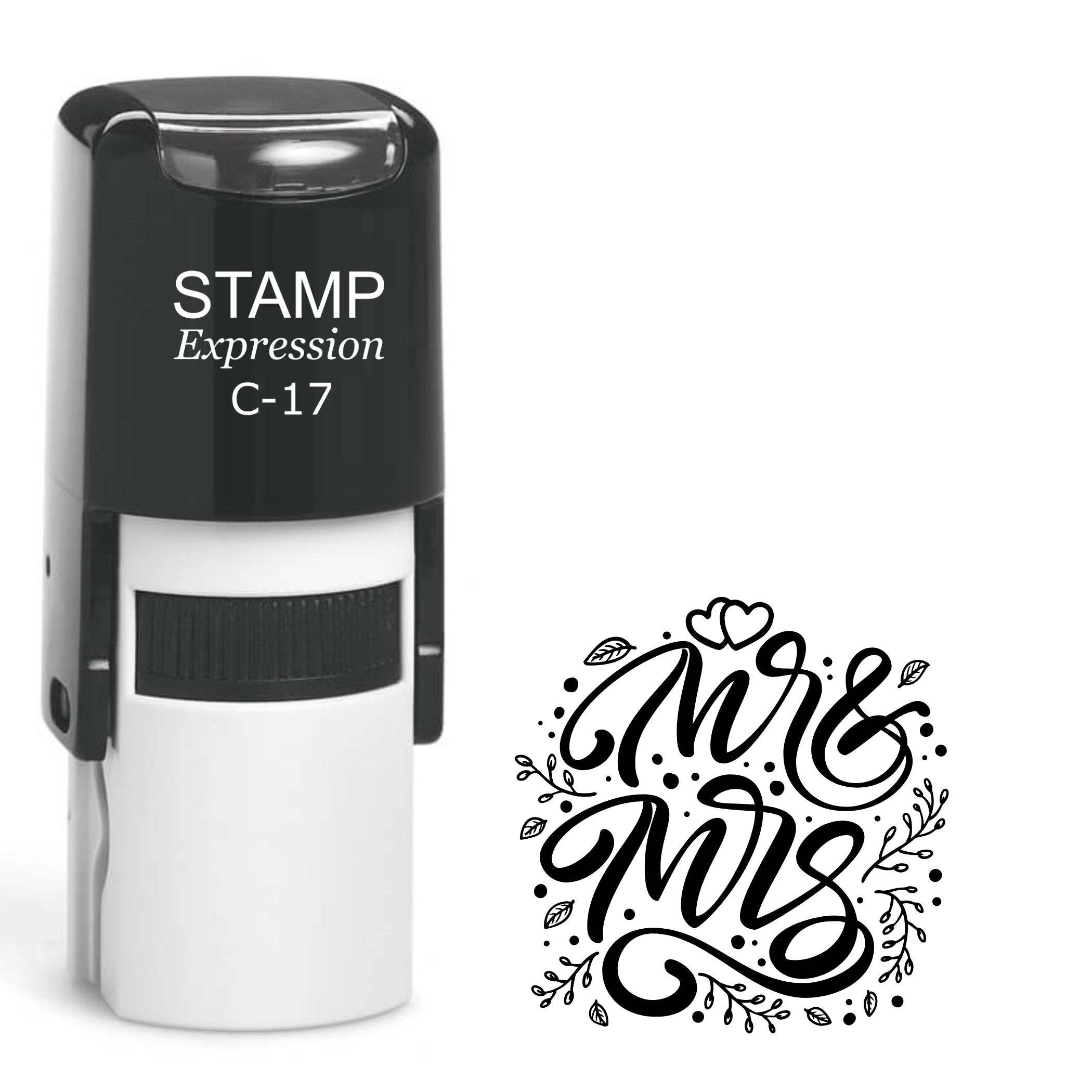 Mr. and Mrs. hearts and branches Self Inking Rubber Stamp (SH-64303)