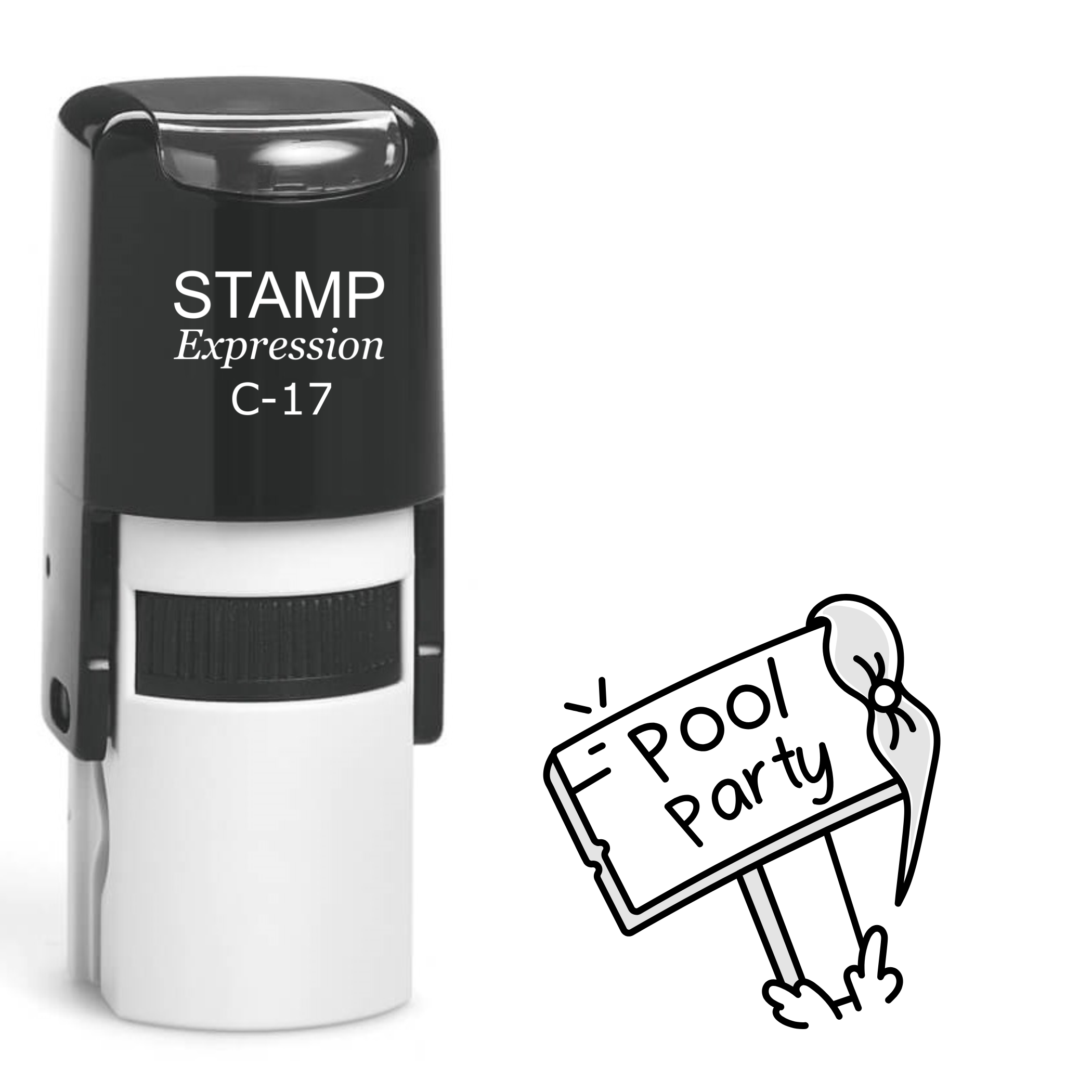 Pool party sign Self Inking Rubber Stamp (SH-64310)
