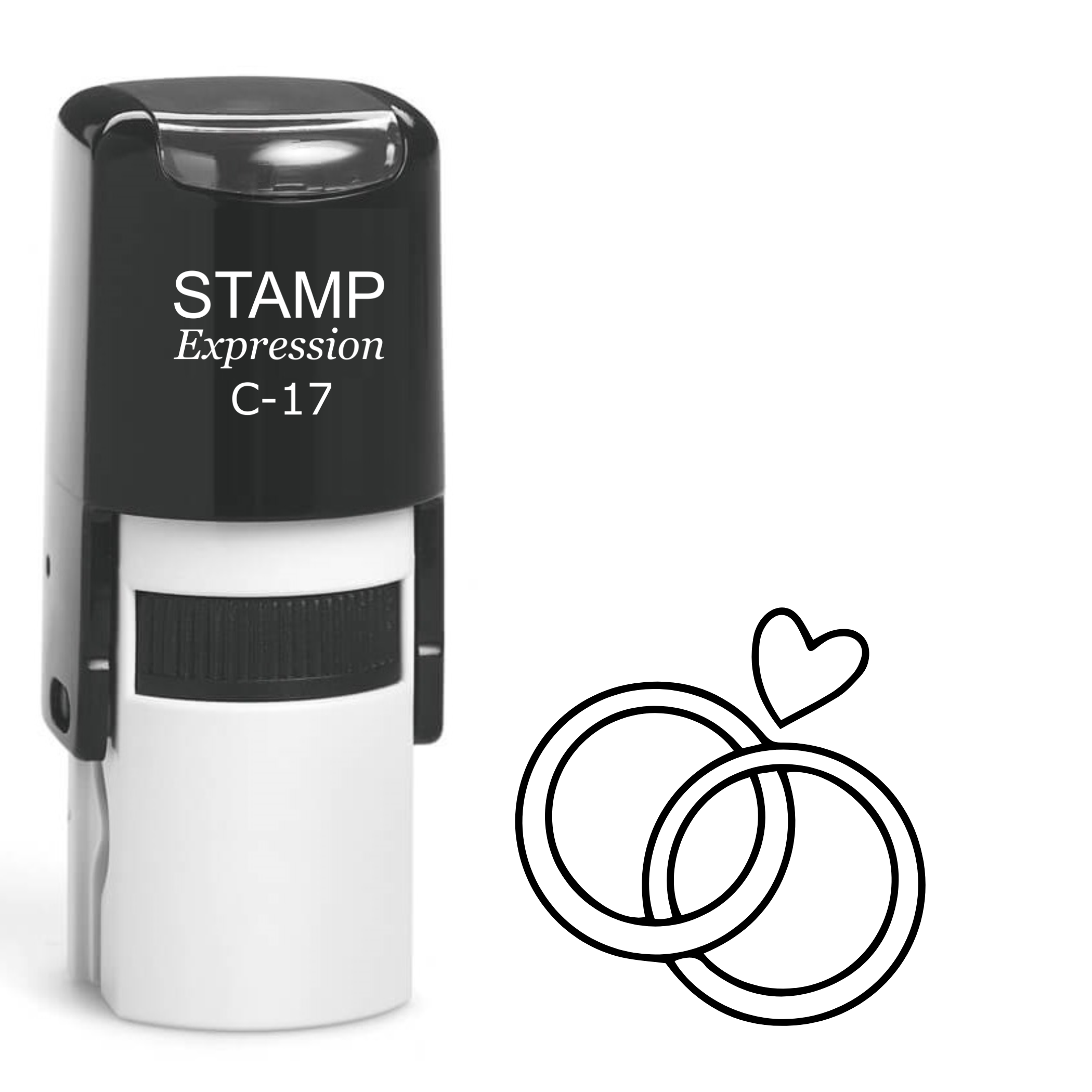Crossing wedding bands with a heart Self Inking Rubber Stamp (SH-64312)