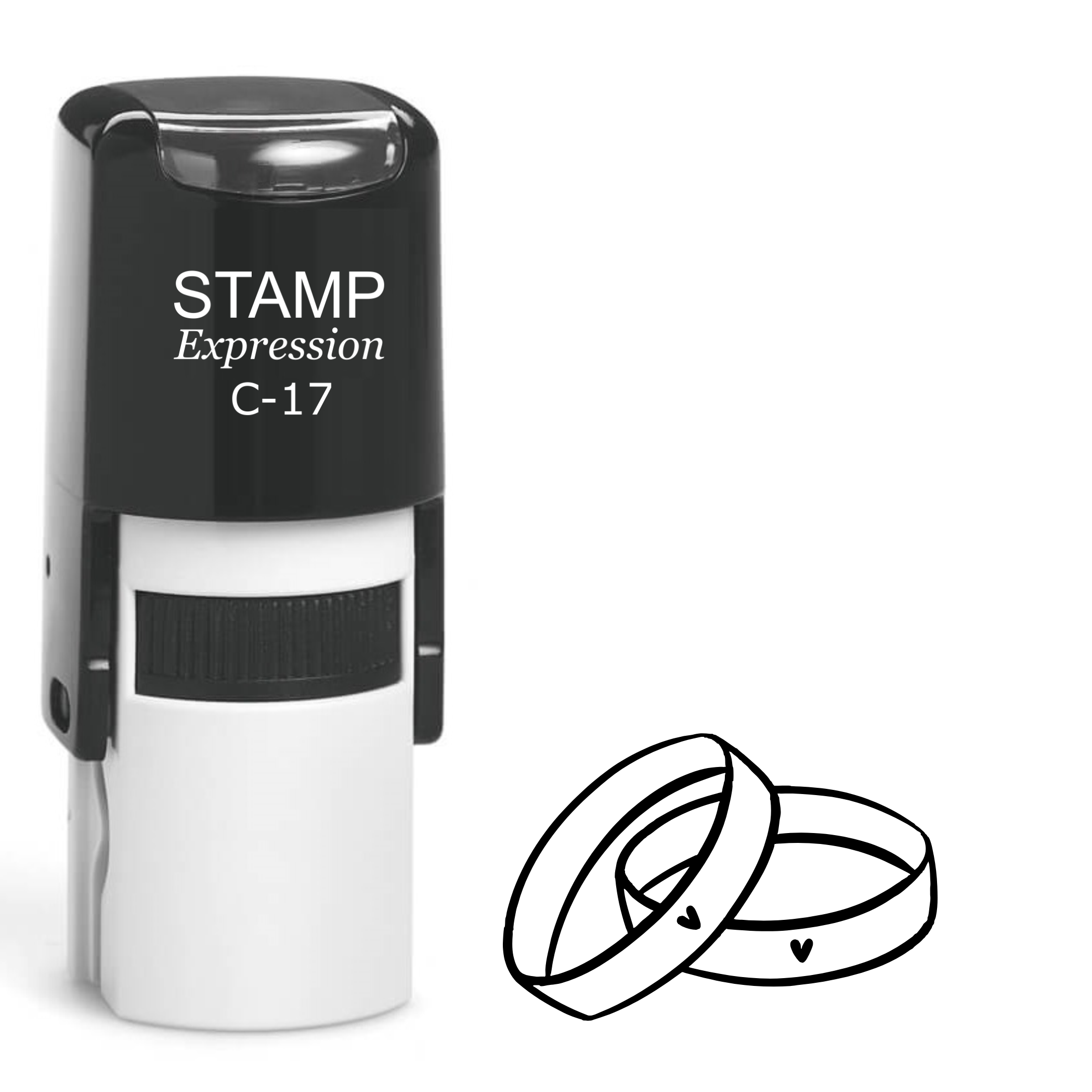 Wedding bands with heart Self Inking Rubber Stamp (SH-64313)