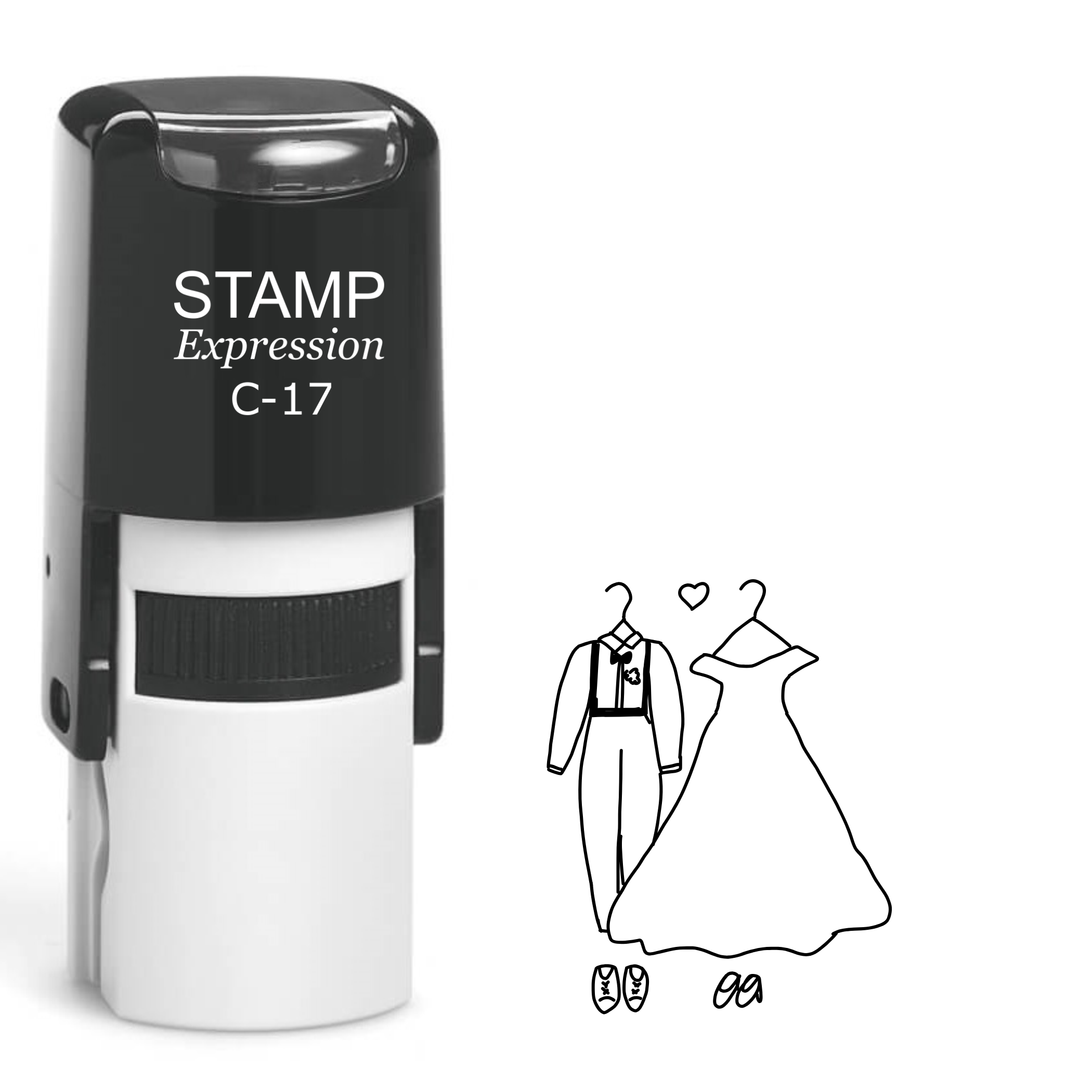 Wedding dress and tuxedo outline Self Inking Rubber Stamp (SH-64318)